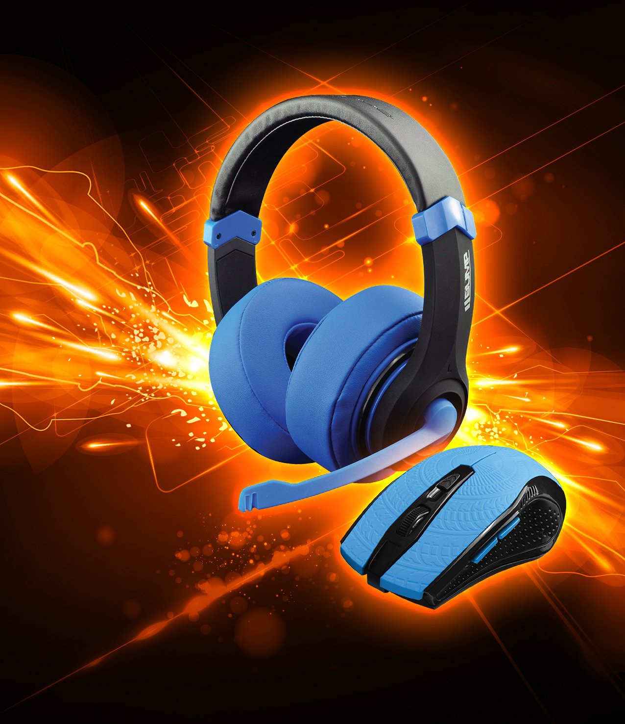 Dragonwar Comboset 2 en 1 Combo Set Edition Blue + Stereo Gaming Headset + Souris Gaming - flash vidéo