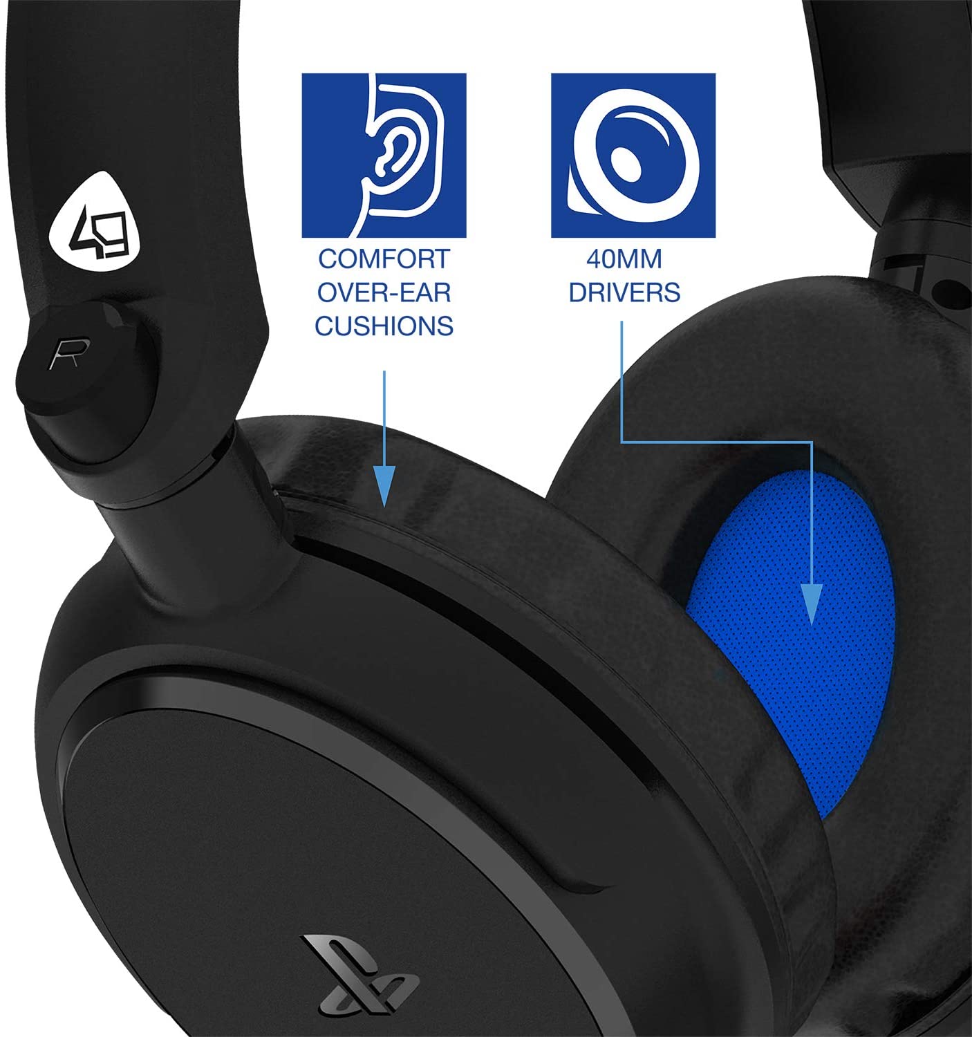 4Gamers - Casque de jeu stéréo filaire PRO 4-50S Noir pour PS5 et PS4 - flash vidéo