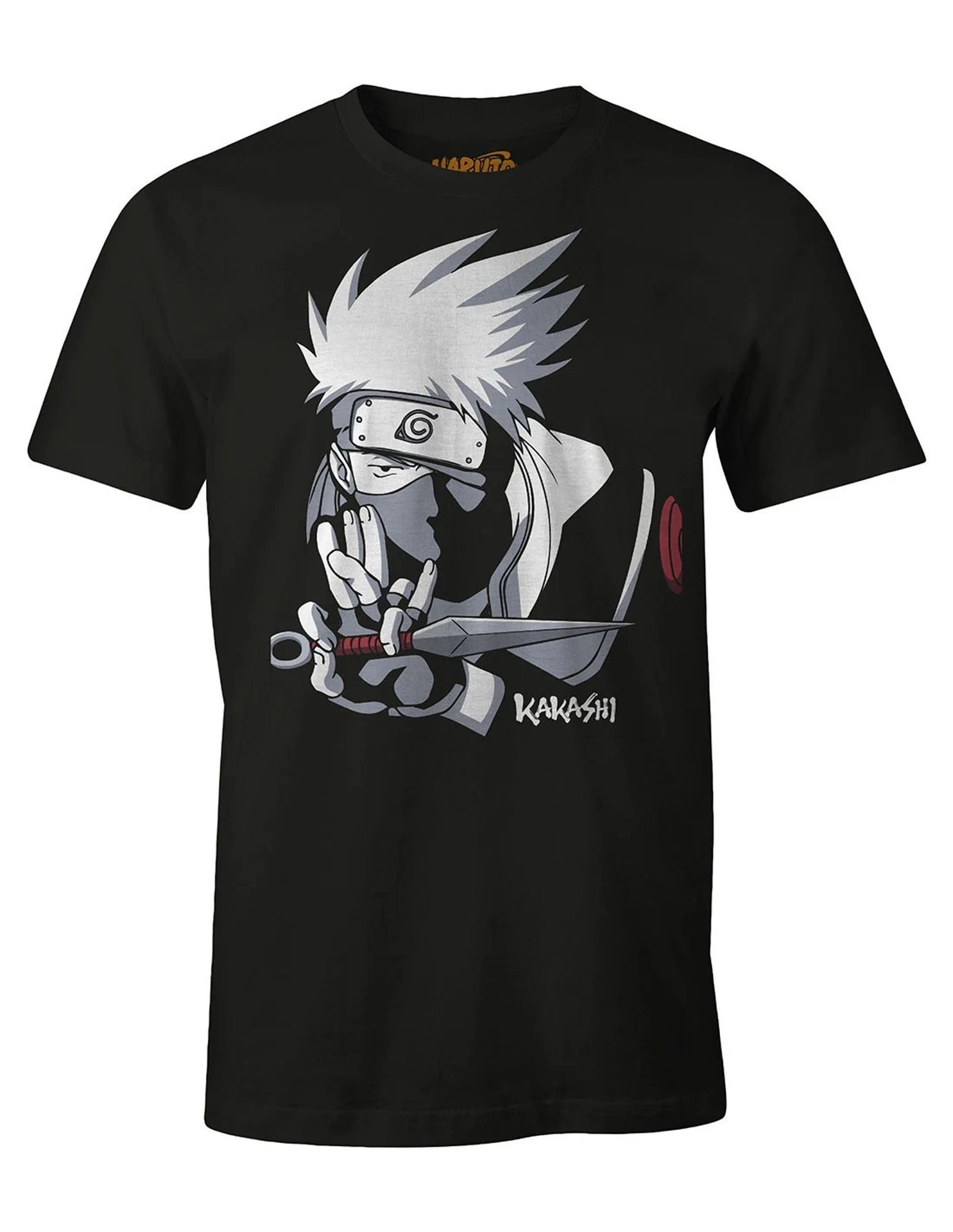 Naruto - T-shirt Noir Kakashi - L - flash vidéo