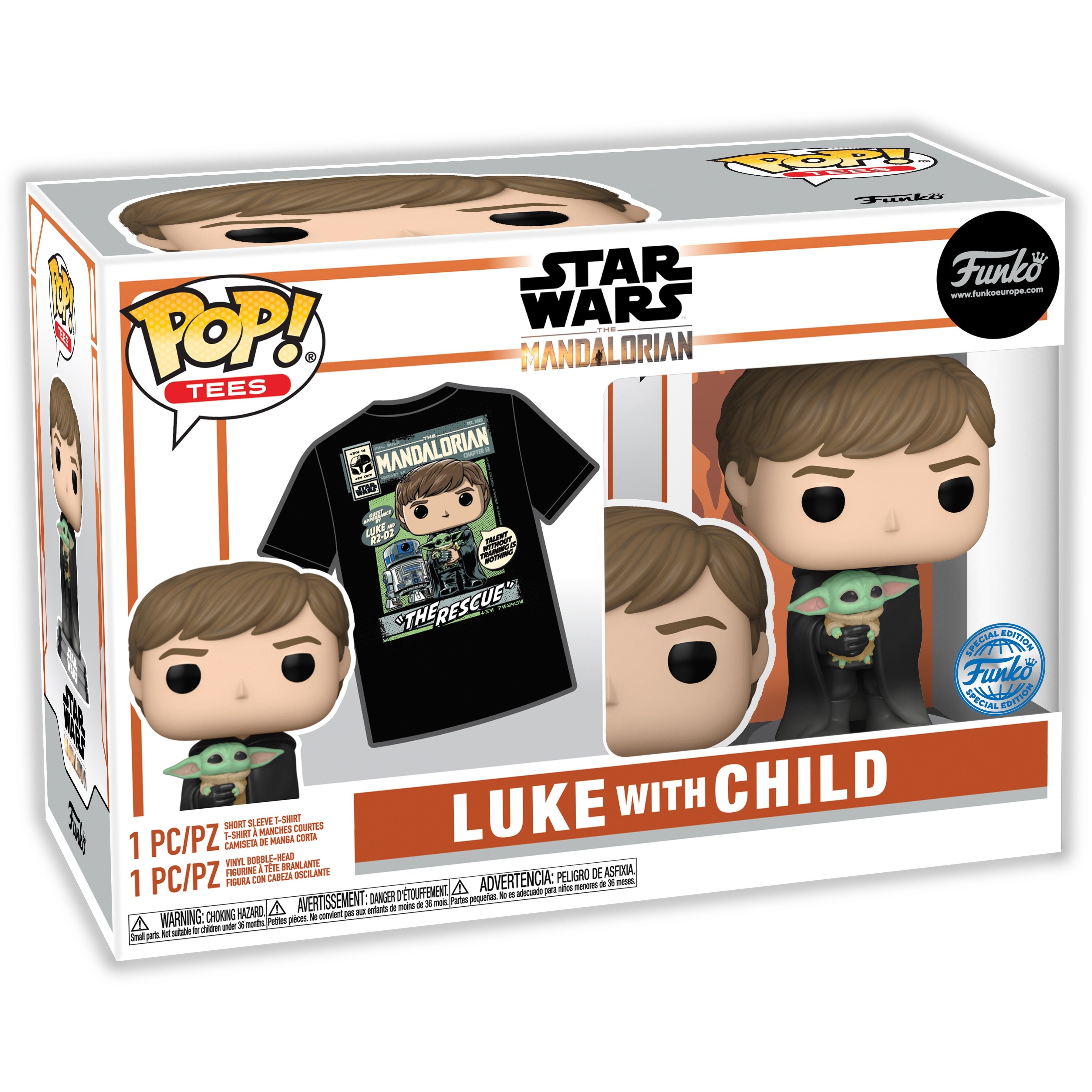 Funko Pop! & Tee: Star Wars: The Mandalorian - Luke Skywalker with Grogu - XL - flash vidéo