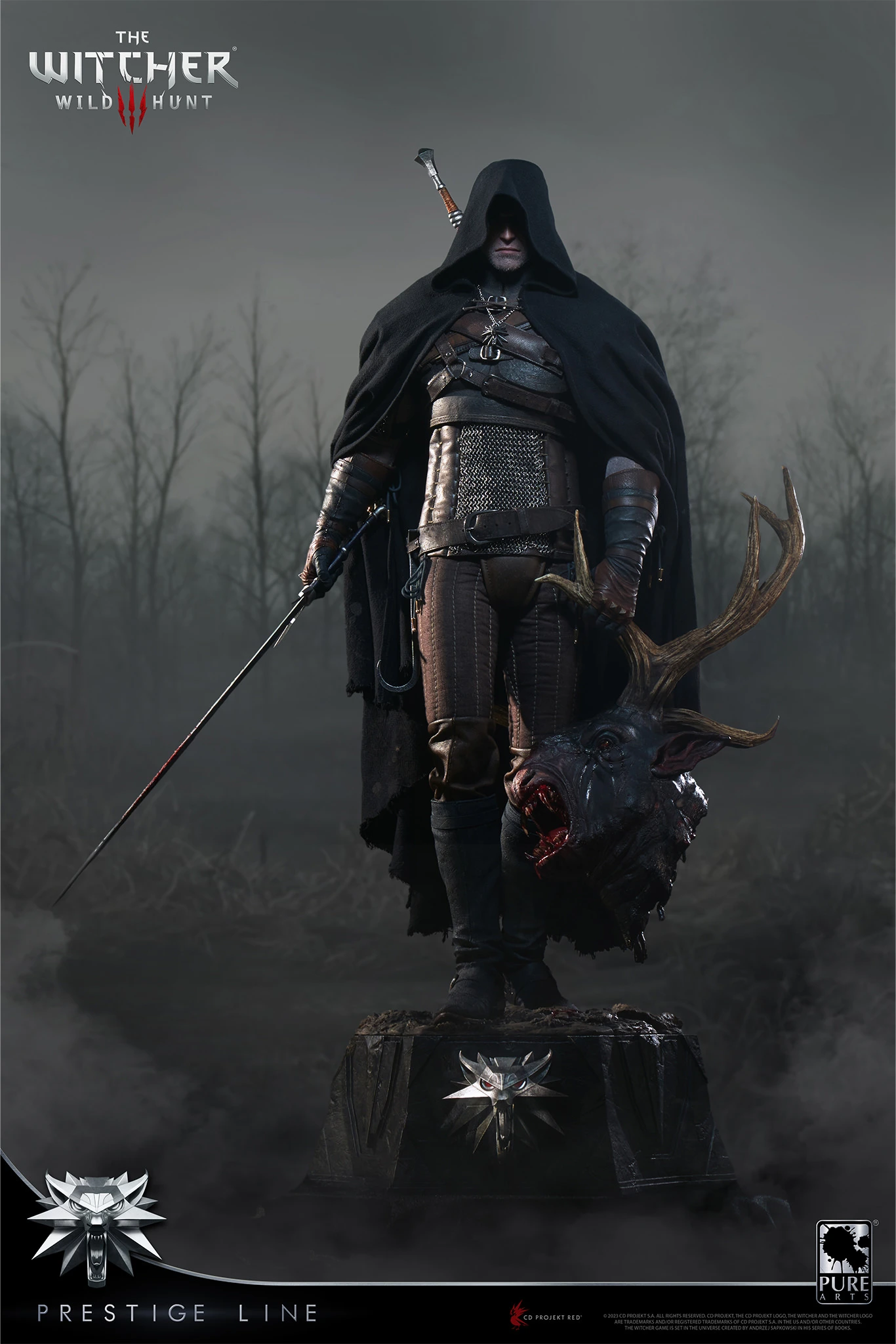 PureArts - 1:2 Scale Statues - Prestige Line - The Witcher 3 - Wild Hunt - Geralt de Riv Statue 110cm - flash vidéo