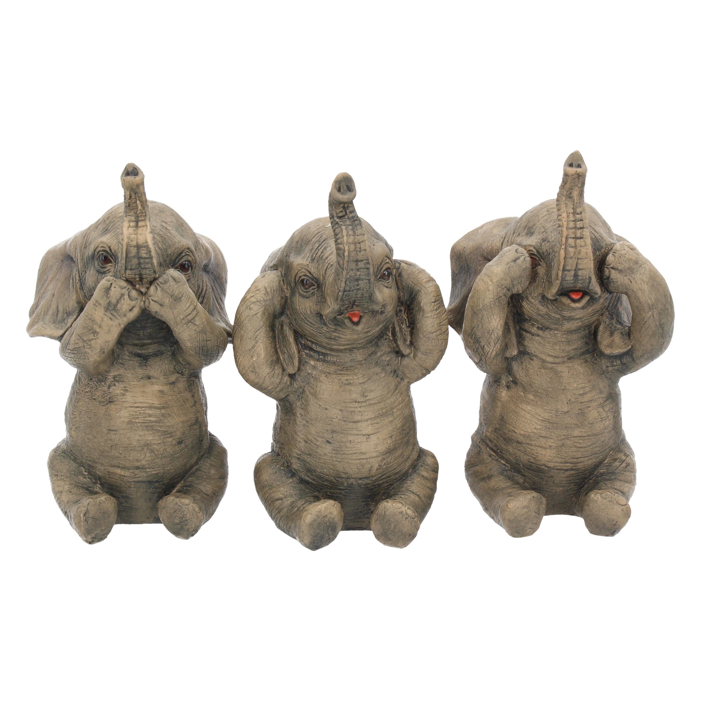 Les trois éléphants sages - Figurines animalières de décoration 16cm - flash vidéo