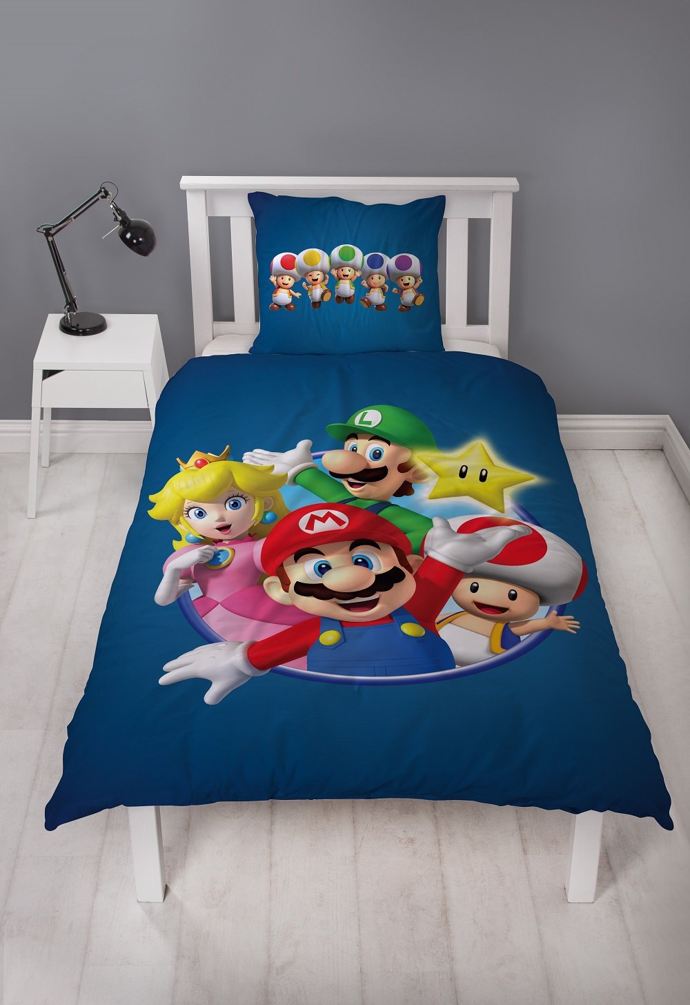Super Mario - Parure de lit en microfibre Mario et ses amis (140x200cm + 63x63cm) - flash vidéo