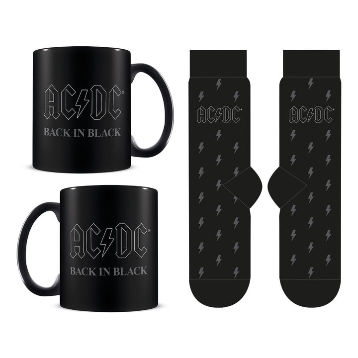 AC/DC - Coffret cadeau avec tasse 315ml et paire de chaussette EU 41-45 "Back in Black" - flash vidéo