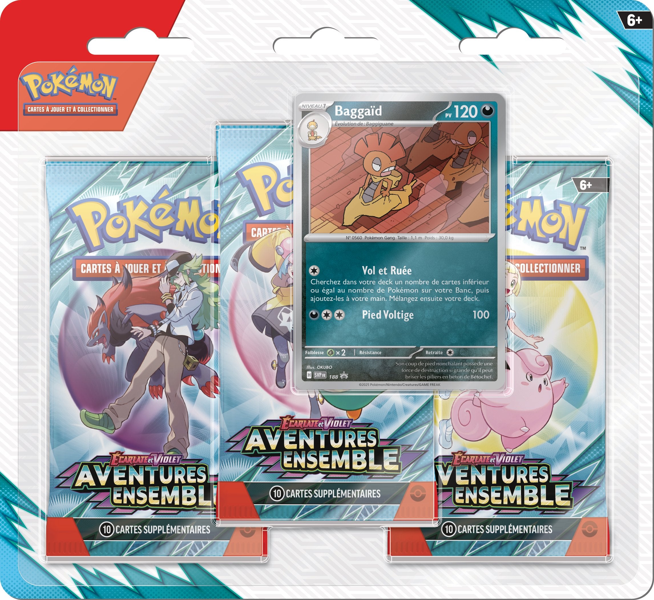Pokémon JCC - Écarlate et Violet - Pack Blister de 3 Boosters EV09 Aventures Ensemble Baggaïd ou Yanmega (1 Booster aléatoire) - flash vidéo
