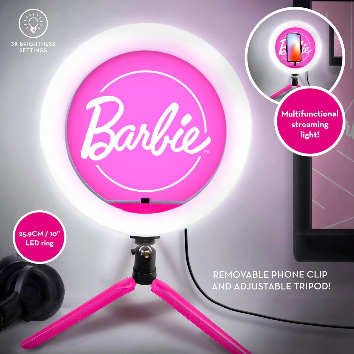 Barbie - Lampe de streaming avec support pour téléphone - flash vidéo