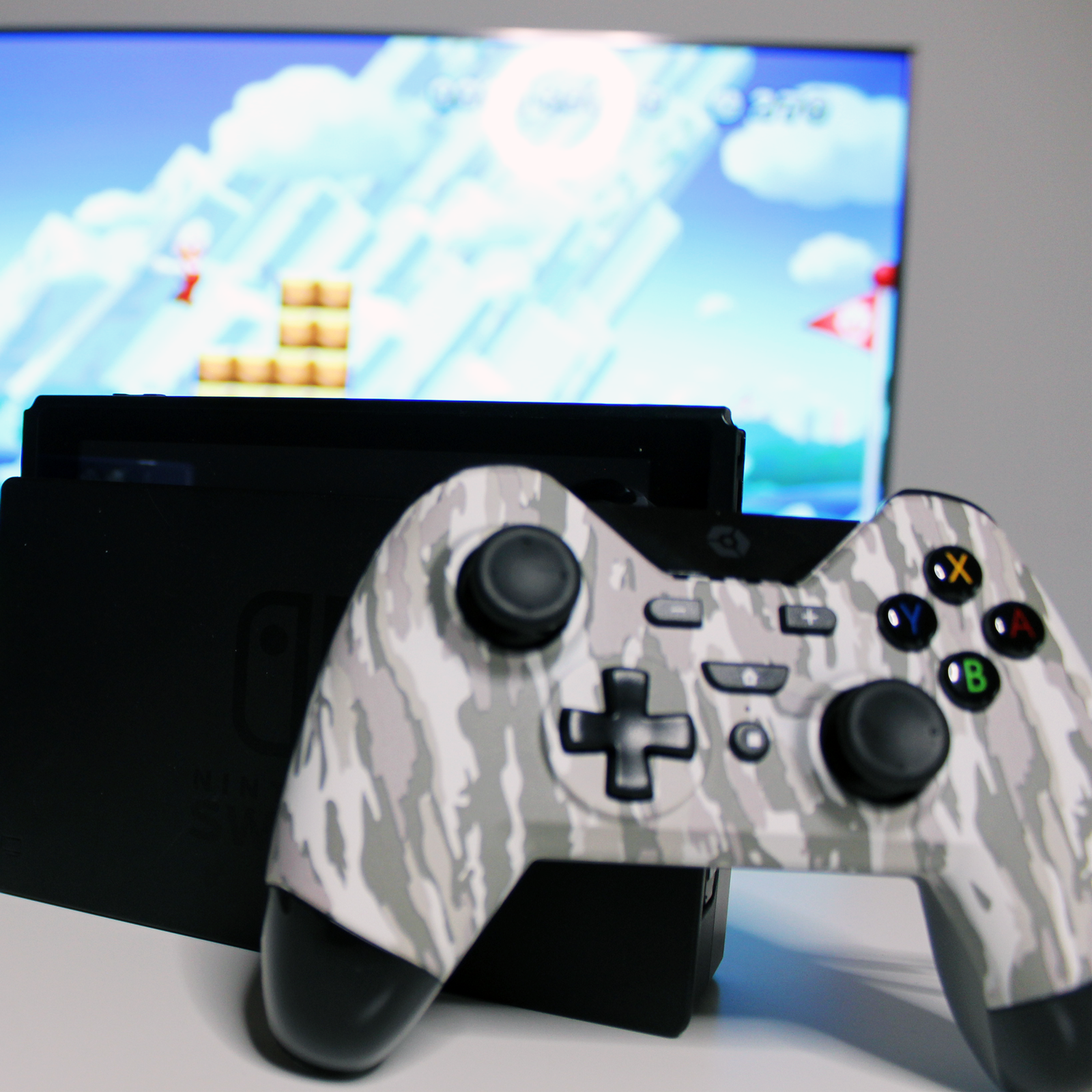 Gioteck - Manette sans fil premium WX4 Camouflage Arctique pour Nintendo Switch, PS3 et PC - flash vidéo