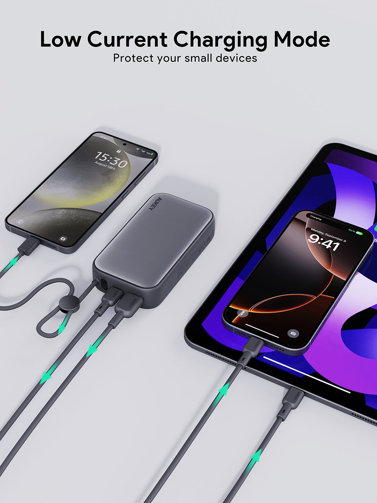 Aukey - Power Bank Spark Sling 10000mAh 30W USB-C - flash vidéo