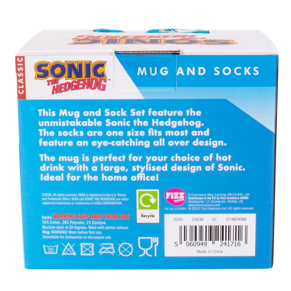 Sonic the Hedgehog - Coffret mug et chaussettes - flash vidéo