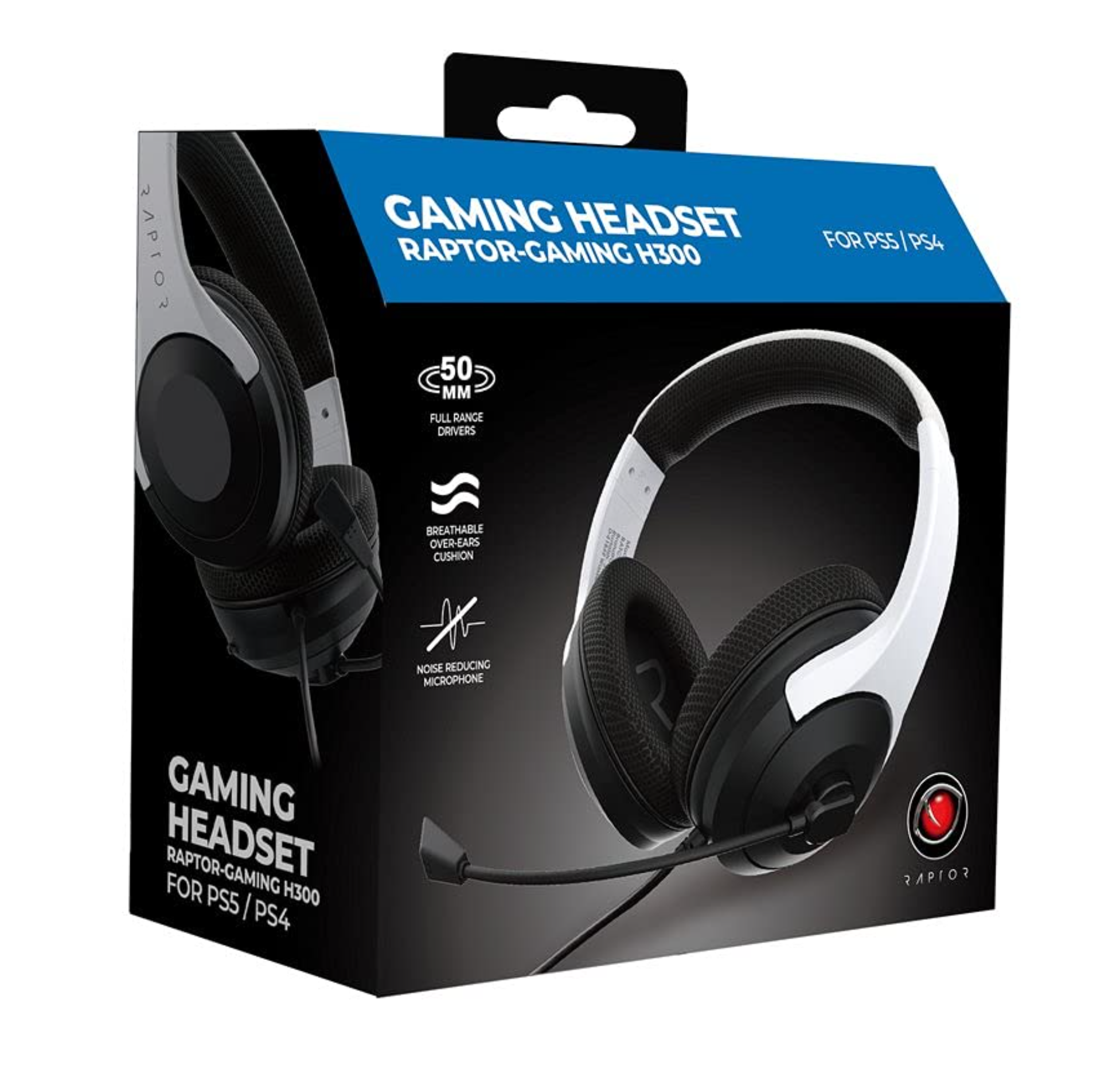 Raptor Gaming - Casque de jeu stéréo filaire H300 Blanc pour PS4/PS5, Xbox Series X|S et Windows 10/11 - flash vidéo