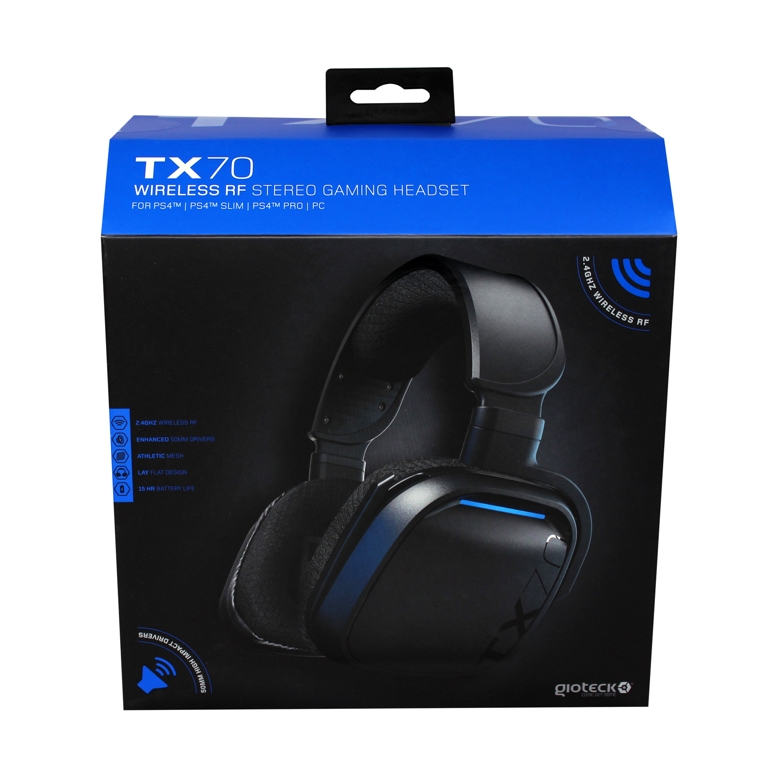 Gioteck - Casque de jeu stéréo RF sans fil TX-70S pour PS5, PS4 et PC - flash vidéo