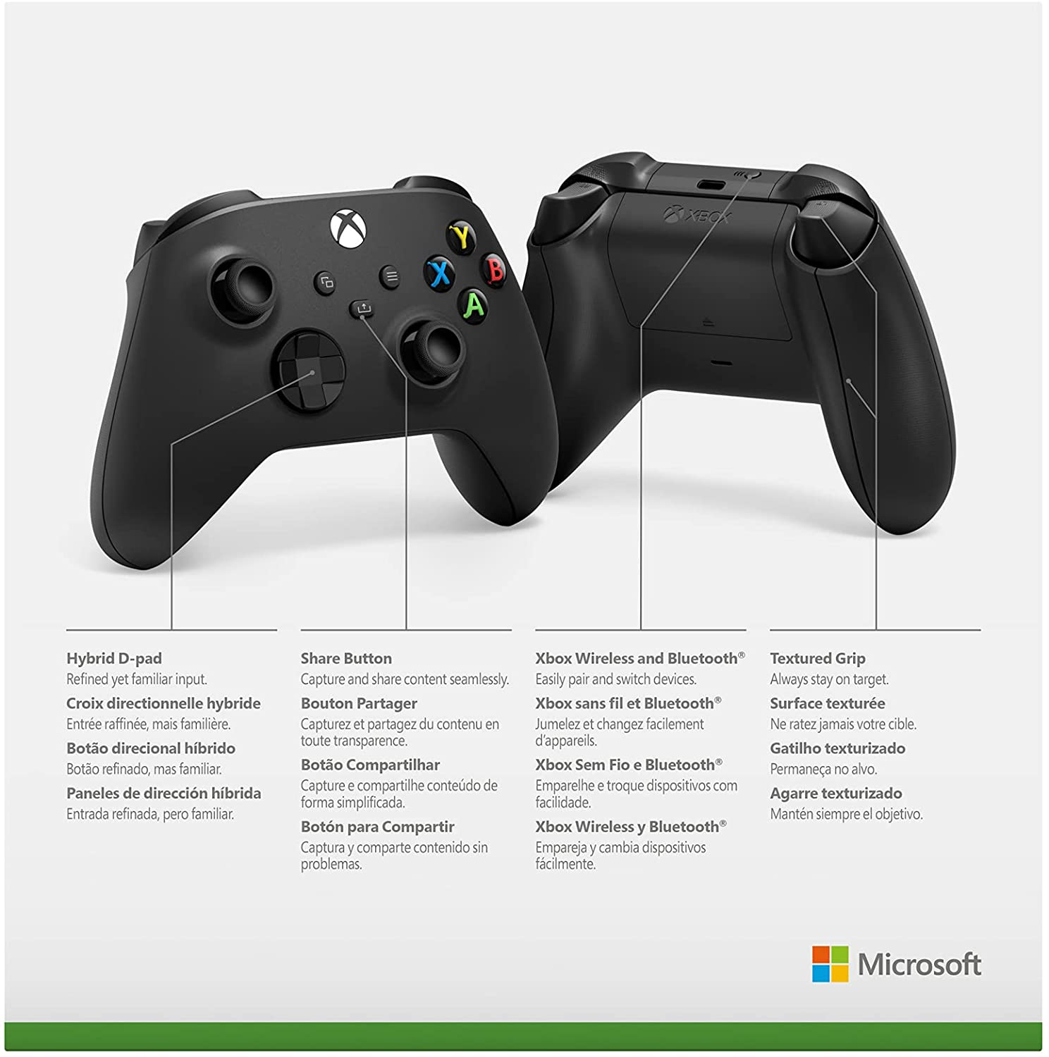 Manette sans fil Xbox Carbon Black pour Xbox Series X|S, Xbox One, Windows 10 et Mobile - flash vidéo