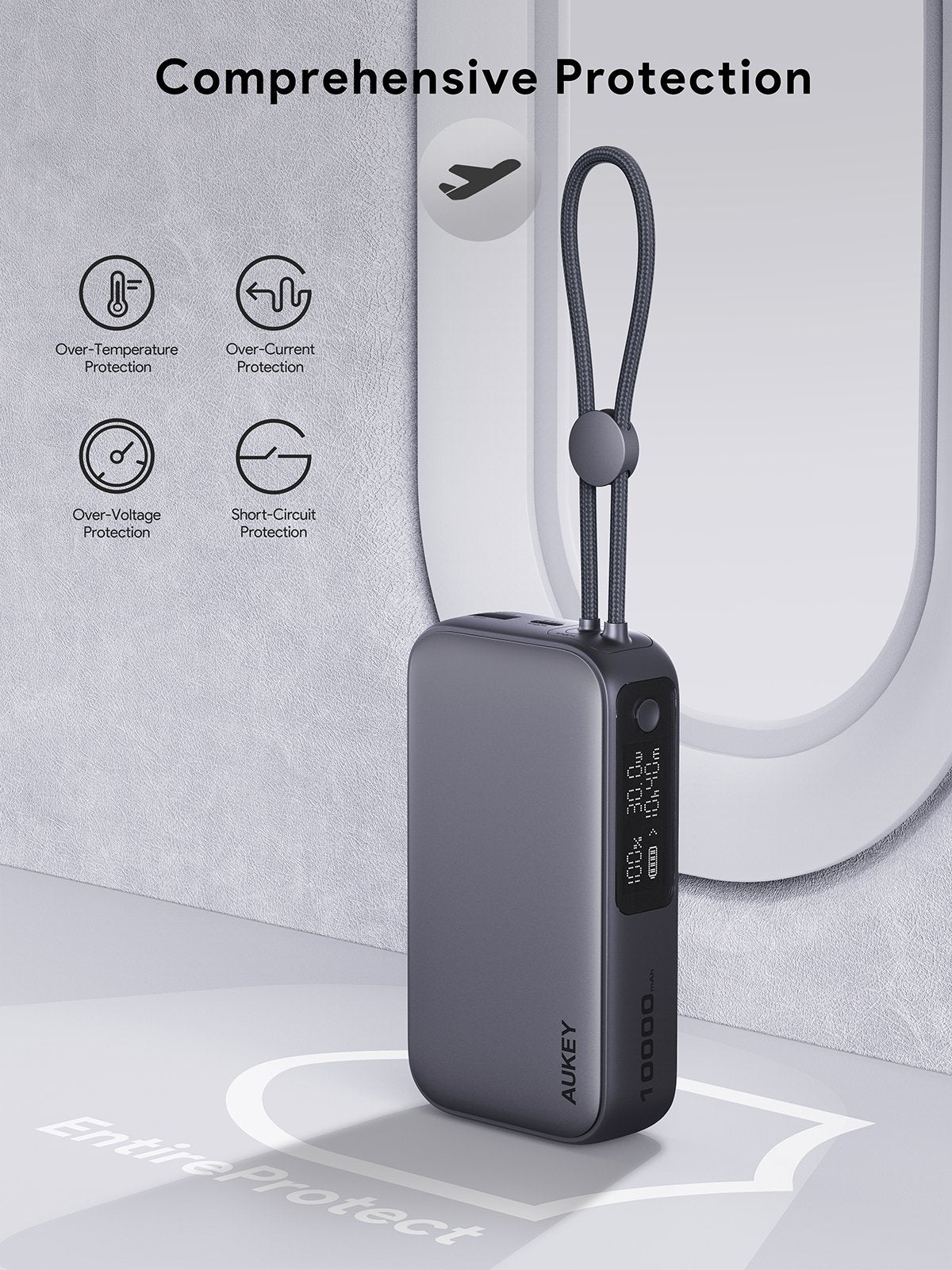 Aukey - Power Bank Spark Sling 10000mAh 30W USB-C - flash vidéo