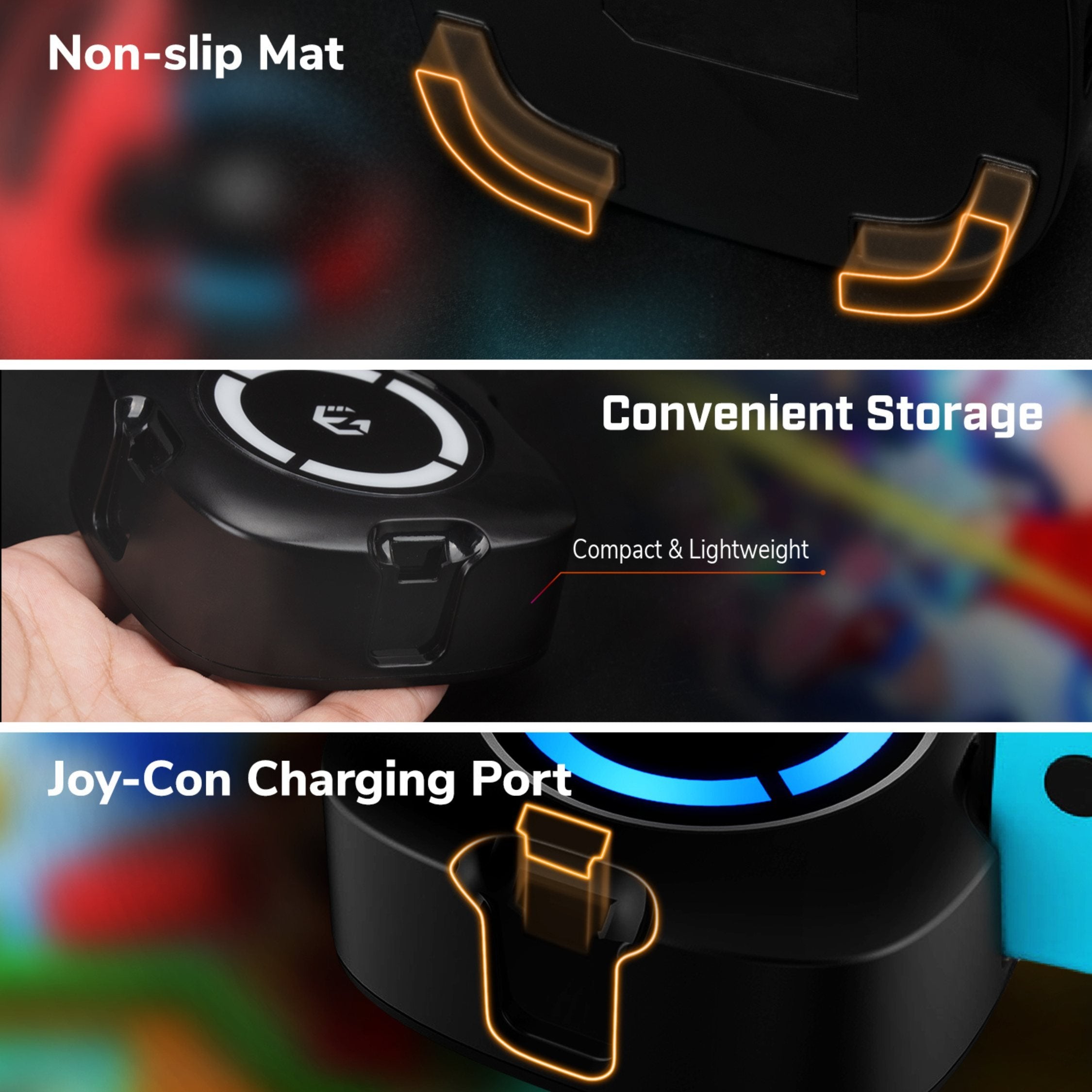 EgoGear - Socle de charge premium SCH25 noir pour manettes Joy-Con de la Switch et Switch OLED - flash vidéo