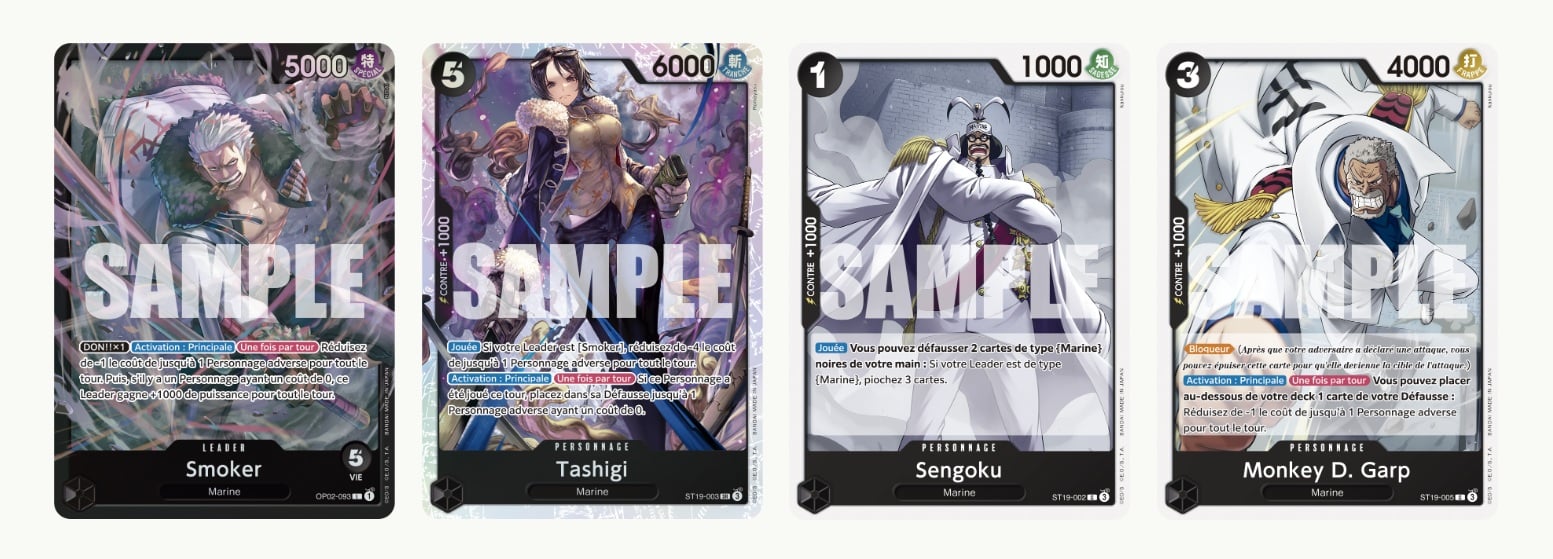 One Piece Card Game - Deck débutant (Edward Newgate / Uta / Don Quijote Doflamingo / Monkey D. Luffy / Smoker / Charlotte Katakuri - 1x deck aléatoire) - flash vidéo