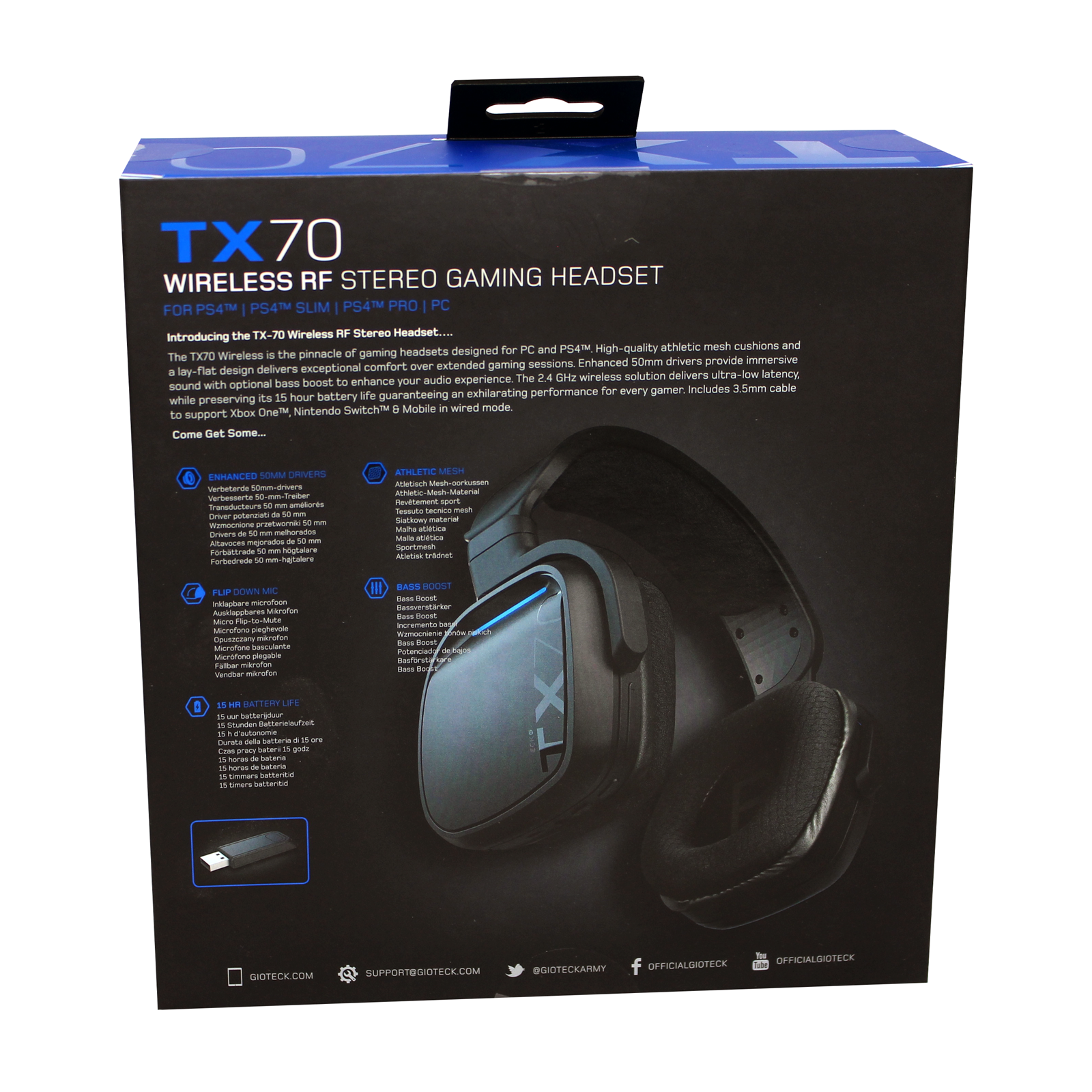 Gioteck - Casque de jeu stéréo RF sans fil TX-70S pour PS5, PS4 et PC - flash vidéo
