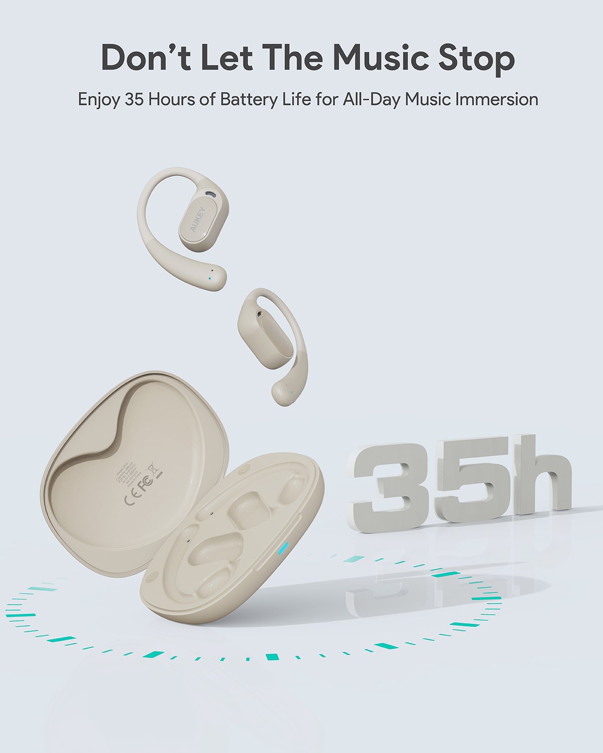 Aukey - Écouteurs sans fil connectés Sports Fit Open-Ear Blanc - flash vidéo