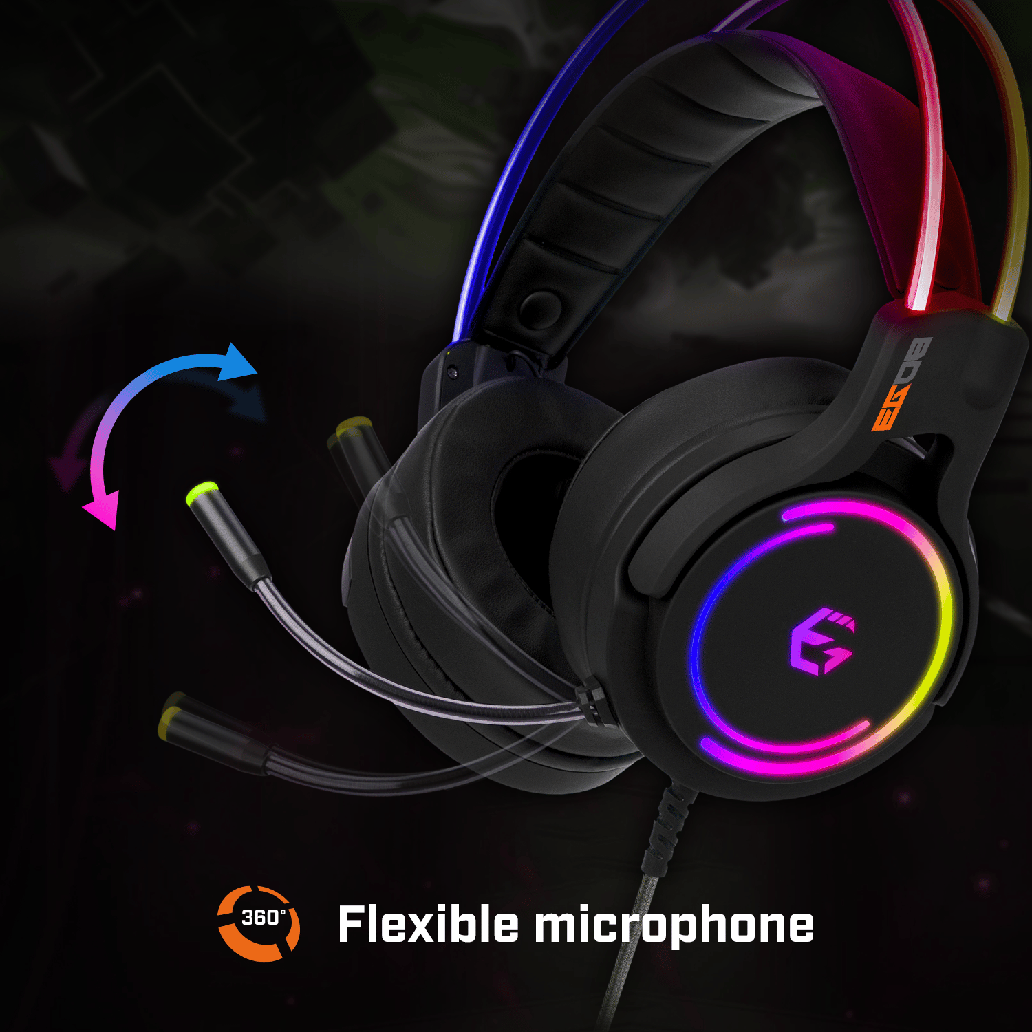 EgoGear - Casque de jeu filaire RGB premium SHS50 pour PC, PS5, PS4, Xbox Series X|S, Xbox One et Mobile - flash vidéo
