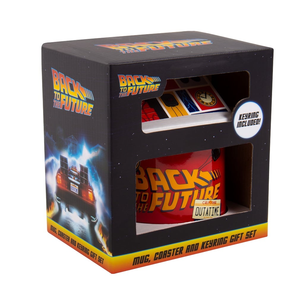 Retour vers le futur - Coffret cadeau mug, dessous de verre et porte-clés - flash vidéo