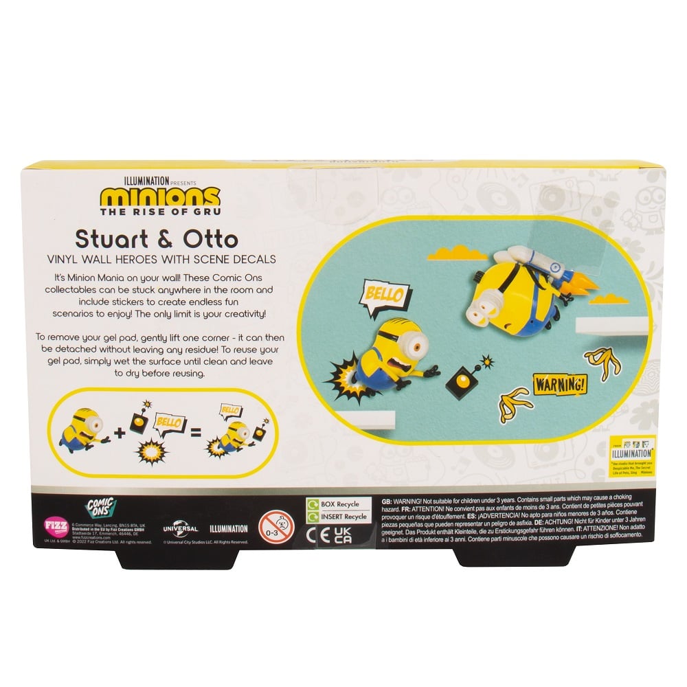 Minions - Figurines murales de Stuart et Otto en vinyle avec décors - flash vidéo