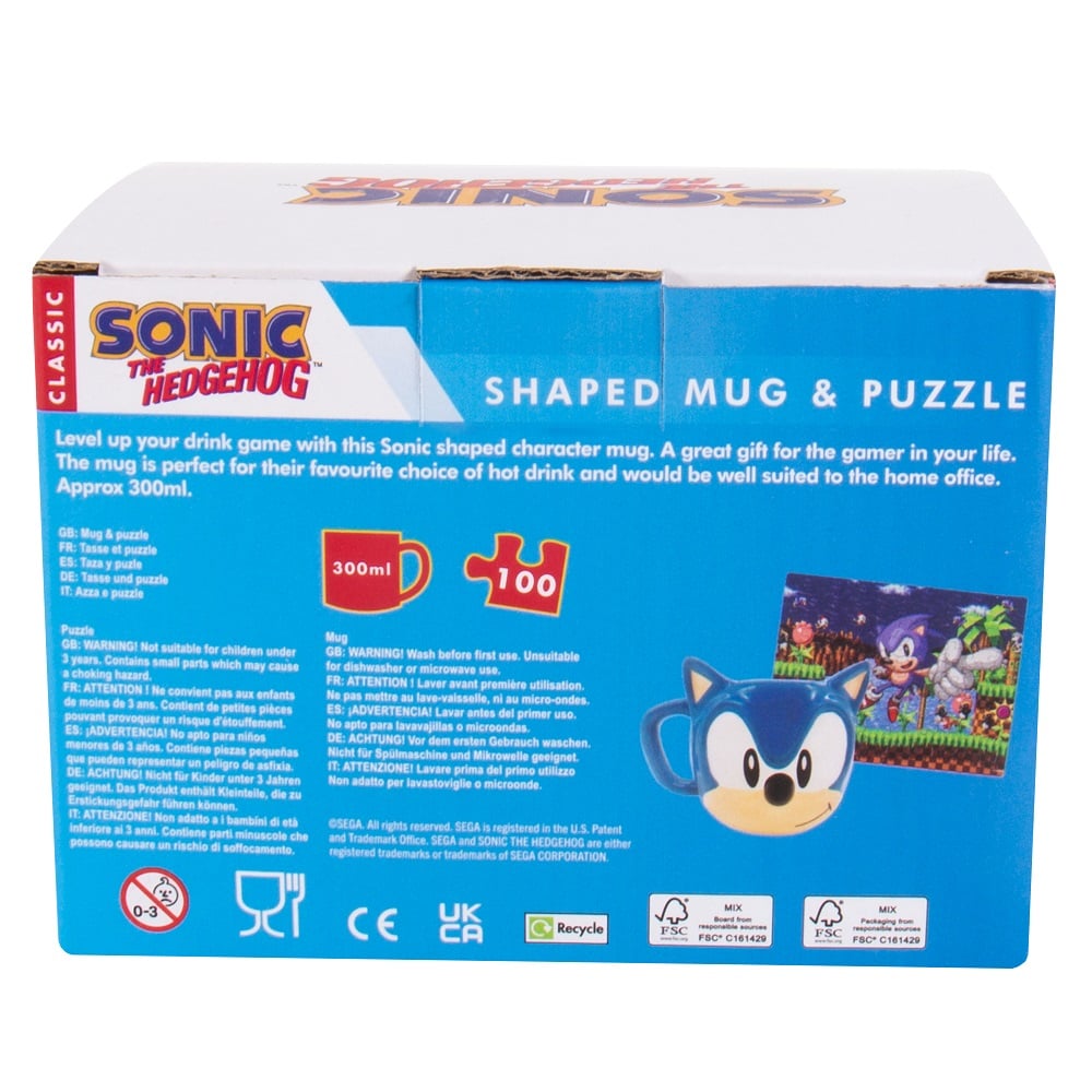 Sonic the Hedgehog - Coffret mug 3D et puzzle - flash vidéo