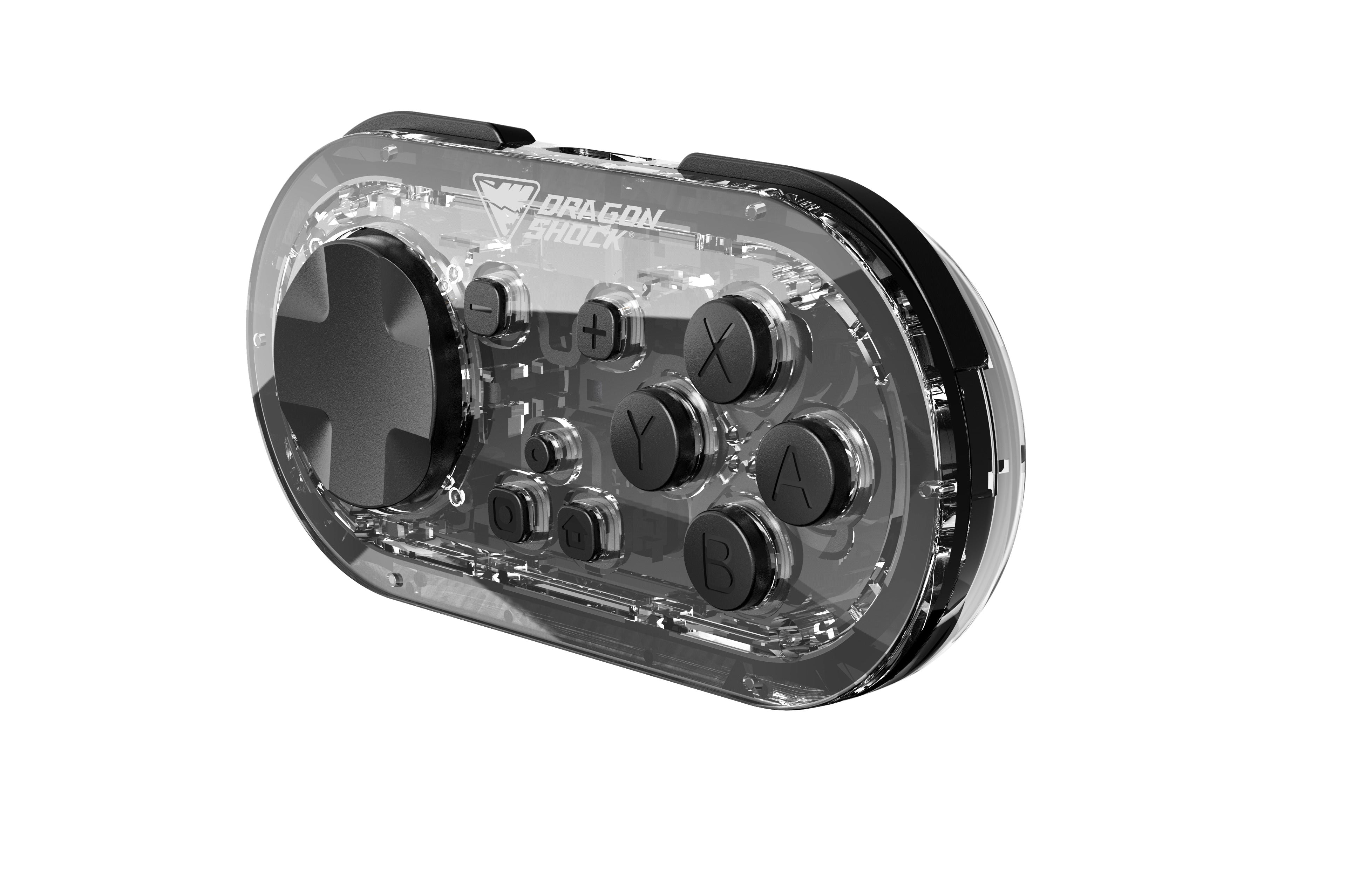 DragonShock - Paire Mini Manettes Sans Fil Glow Fusion et Noire pour Nintendo Switch, Switch OLED, PC, Android et IOS - flash vidéo