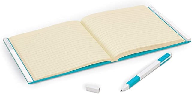 Cahier verrouillable Lego avec stylo gel - Bleu azur - flash vidéo