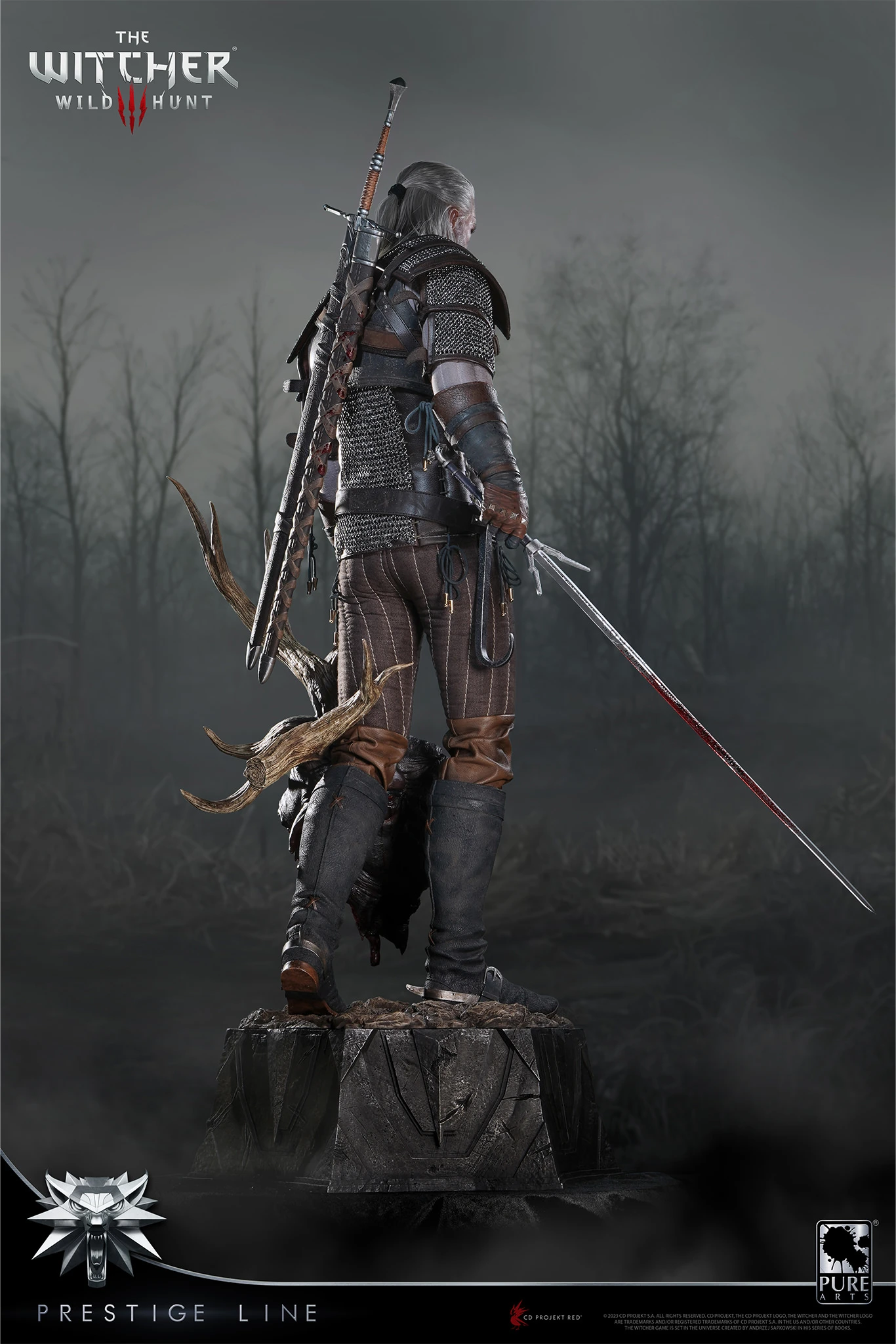 PureArts - 1:2 Scale Statues - Prestige Line - The Witcher 3 - Wild Hunt - Geralt de Riv Statue 110cm - flash vidéo