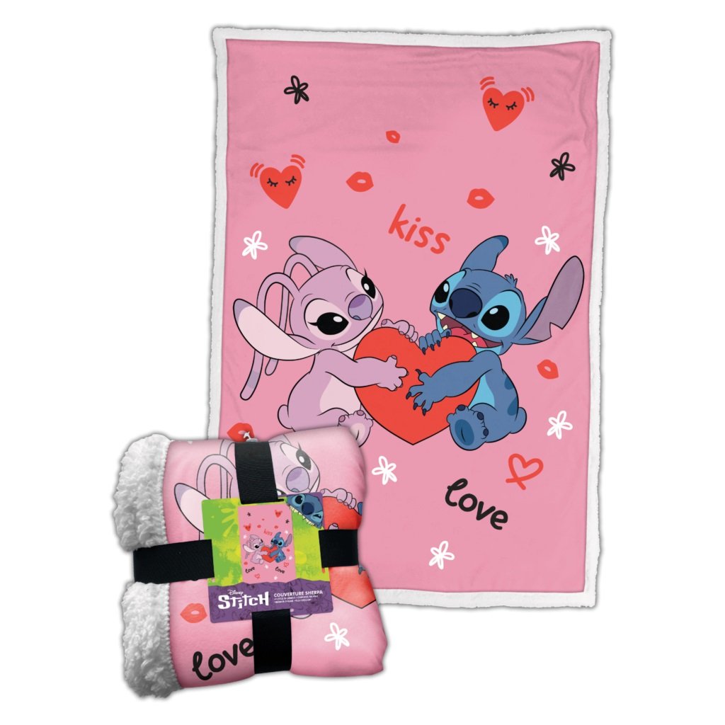 Lilo et Stitch - Plaid Sherpa Stitch et Angel (100x150cm) - flash vidéo