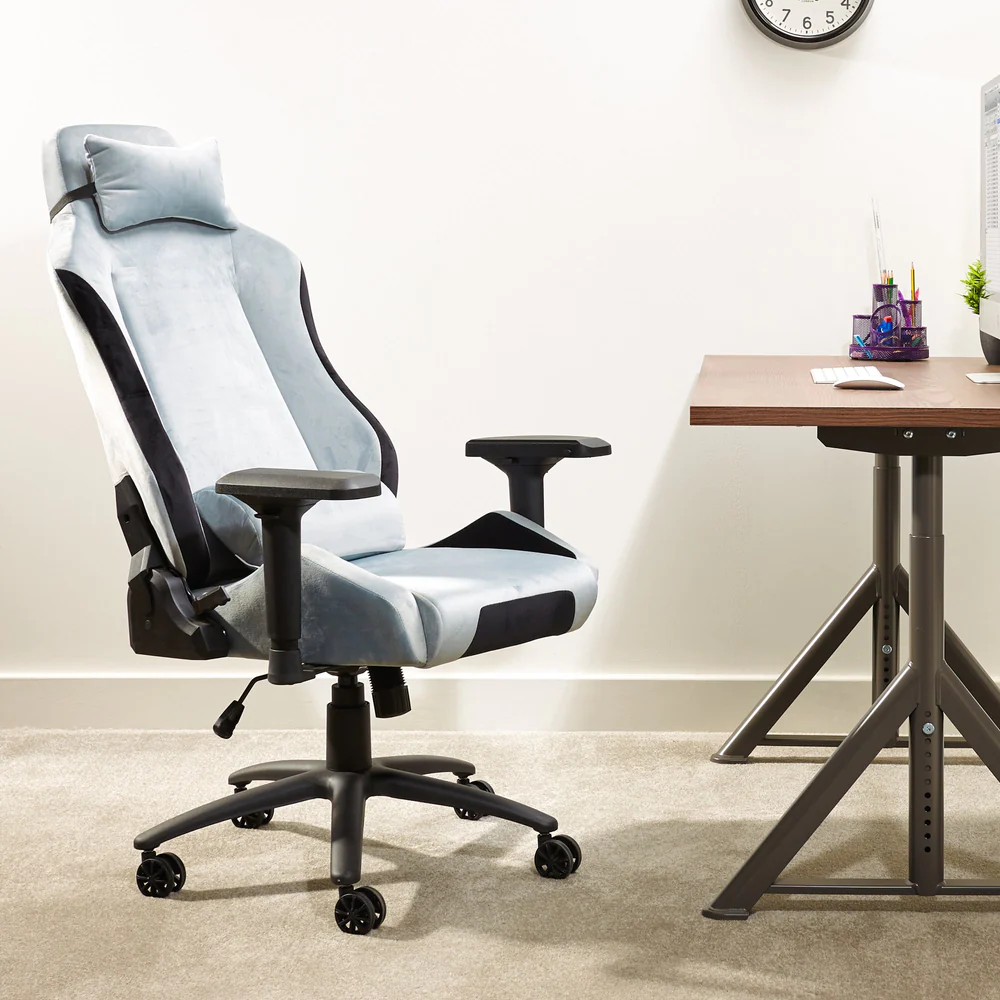 X Rocker - Chaise de bureau en tissu Messina Gris Argenté - flash vidéo