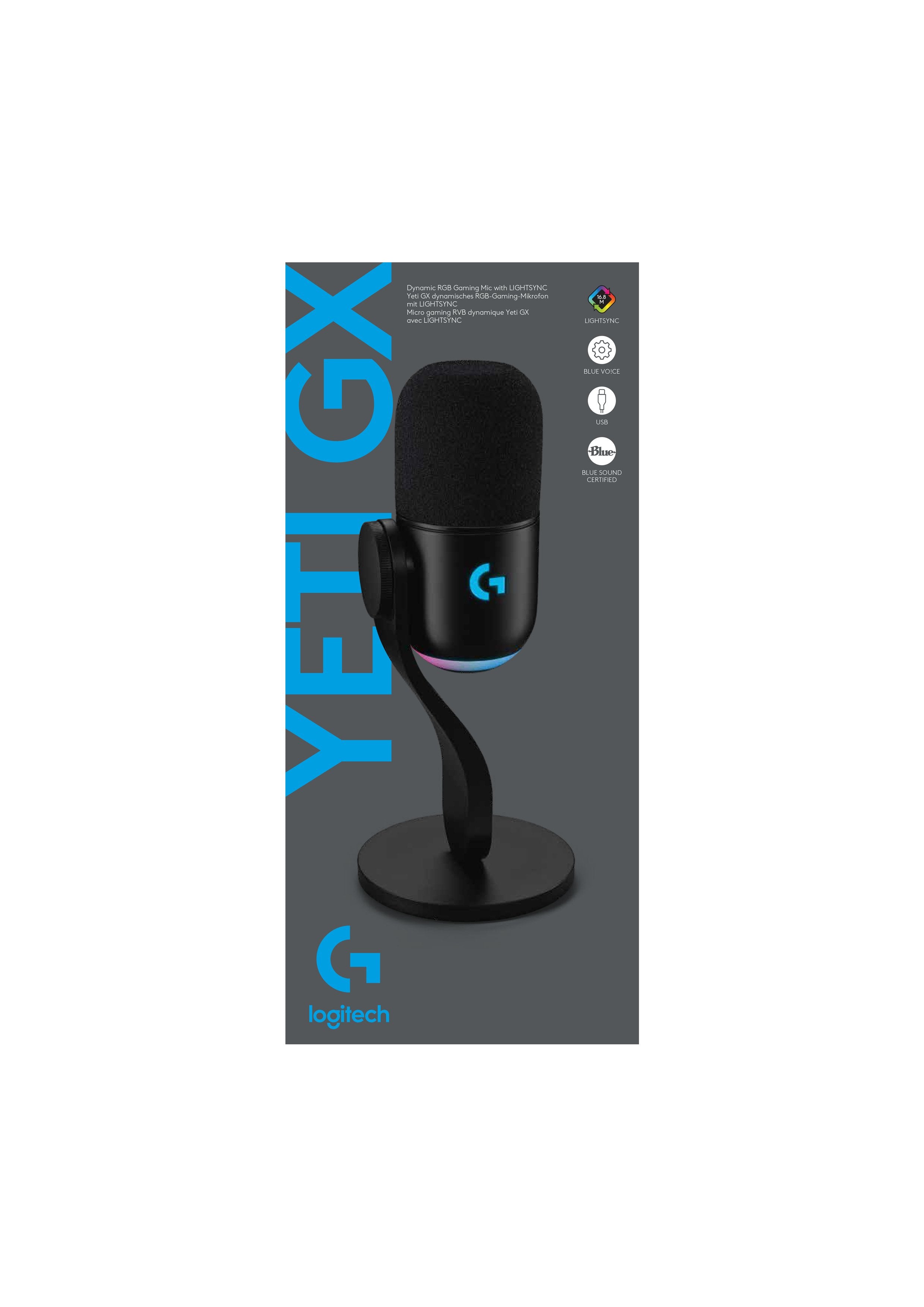 Logitech - Microphone gaming RVB dynamique Yeti GX avec LIGHTSYNC - flash vidéo