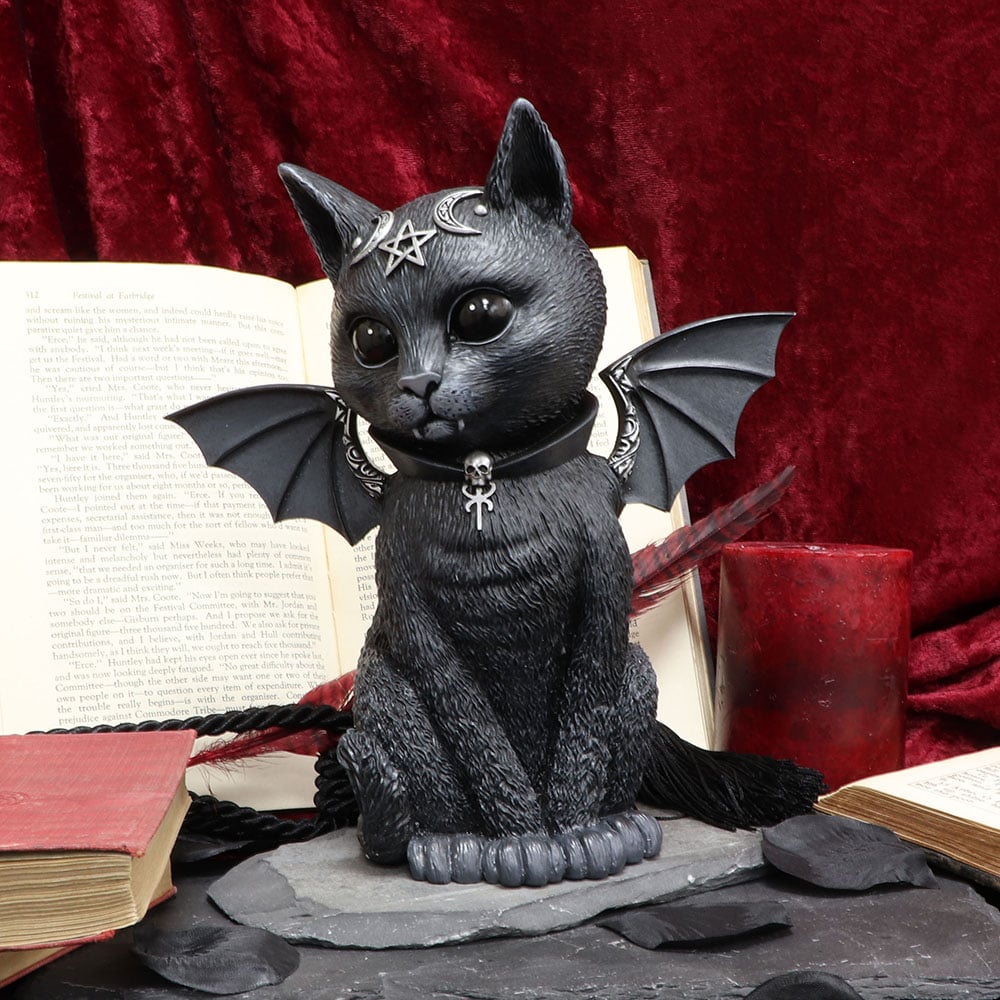 Malpuss - Figurine de chat occulte ailé 24cm - flash vidéo
