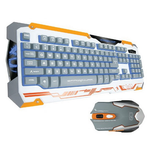 Dragonwar Sencaic Combo LED Gaming Mouse 3200 DPI / 6 boutons + rétro-éclairage Semi mécanique Gaming Keyboard White Qwerty avec 8 touches programmables et numpad - flash vidéo