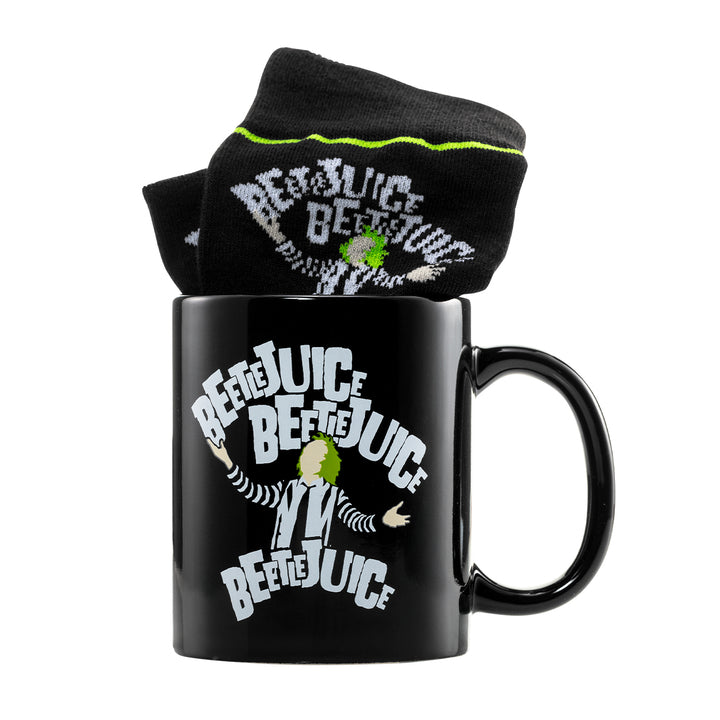 Beetlejuice - Coffret cadeau avec tasse 315ml et paire de chaussette EU 41-45 "Beetlejuice Beetlejuice Beetlejuice" - flash vidéo
