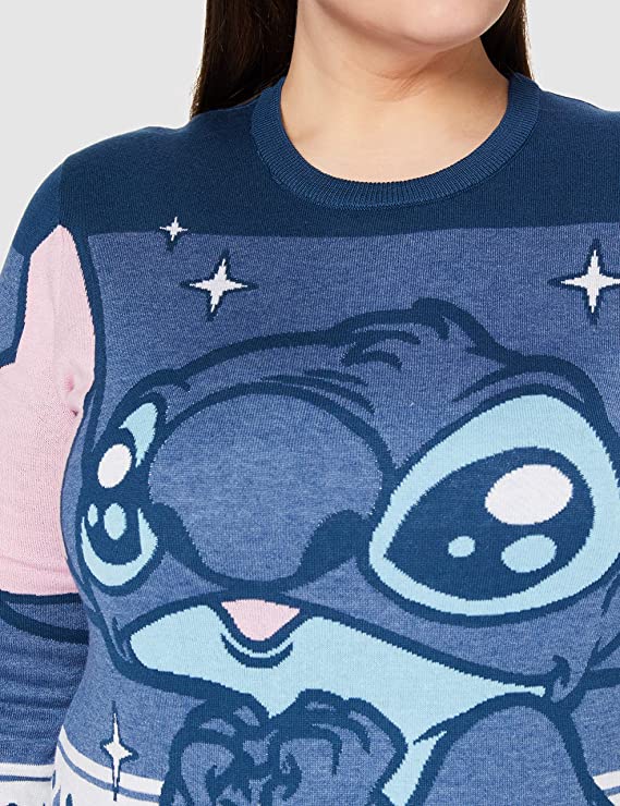 Lilo Et Stitch - Pull de Noël Bleu L - flash vidéo
