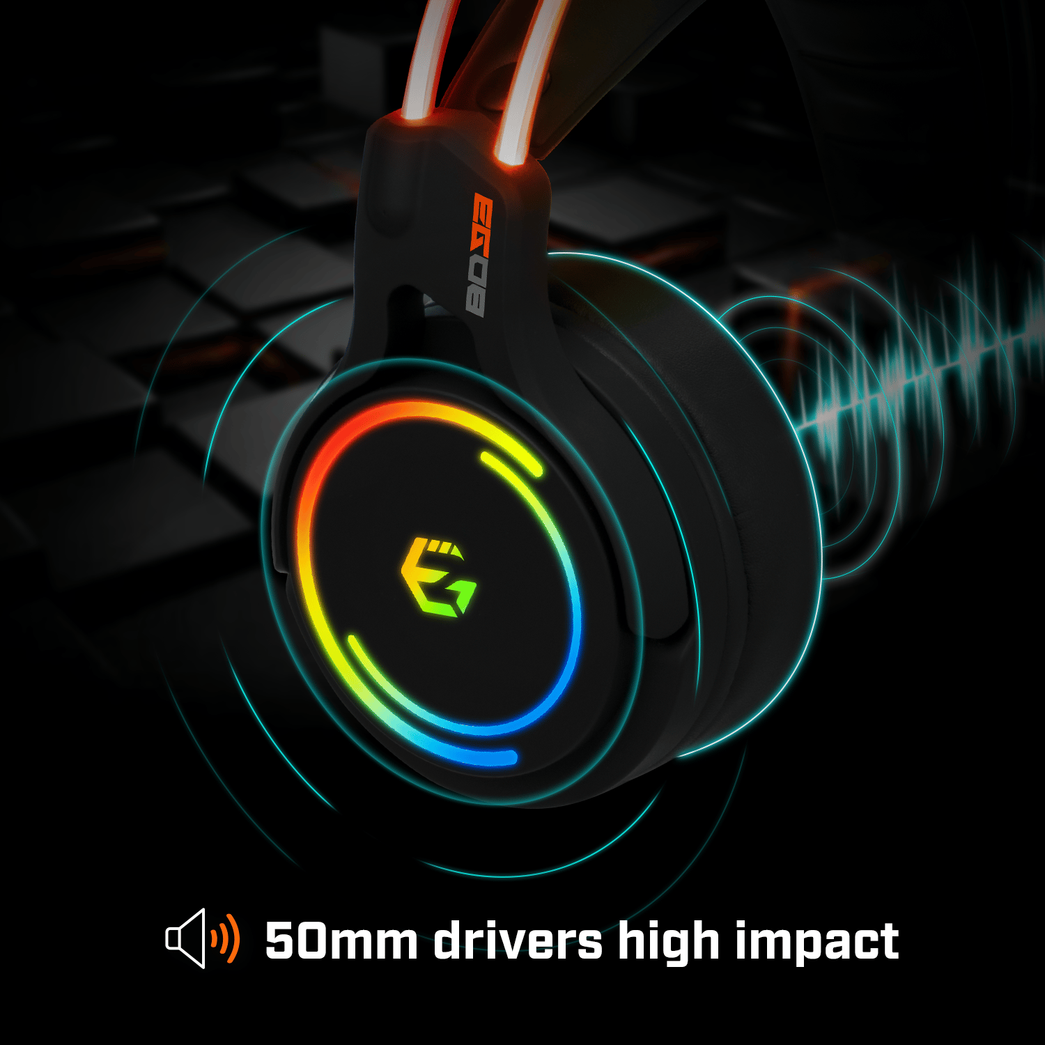 EgoGear - Casque de jeu filaire RGB premium SHS50 pour PC, PS5, PS4, Xbox Series X|S, Xbox One et Mobile - flash vidéo