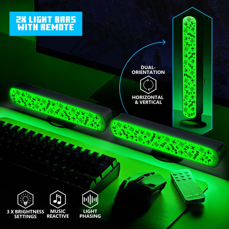 Minecraft - Set de 2 barres lumineuses avec télécommande - flash vidéo
