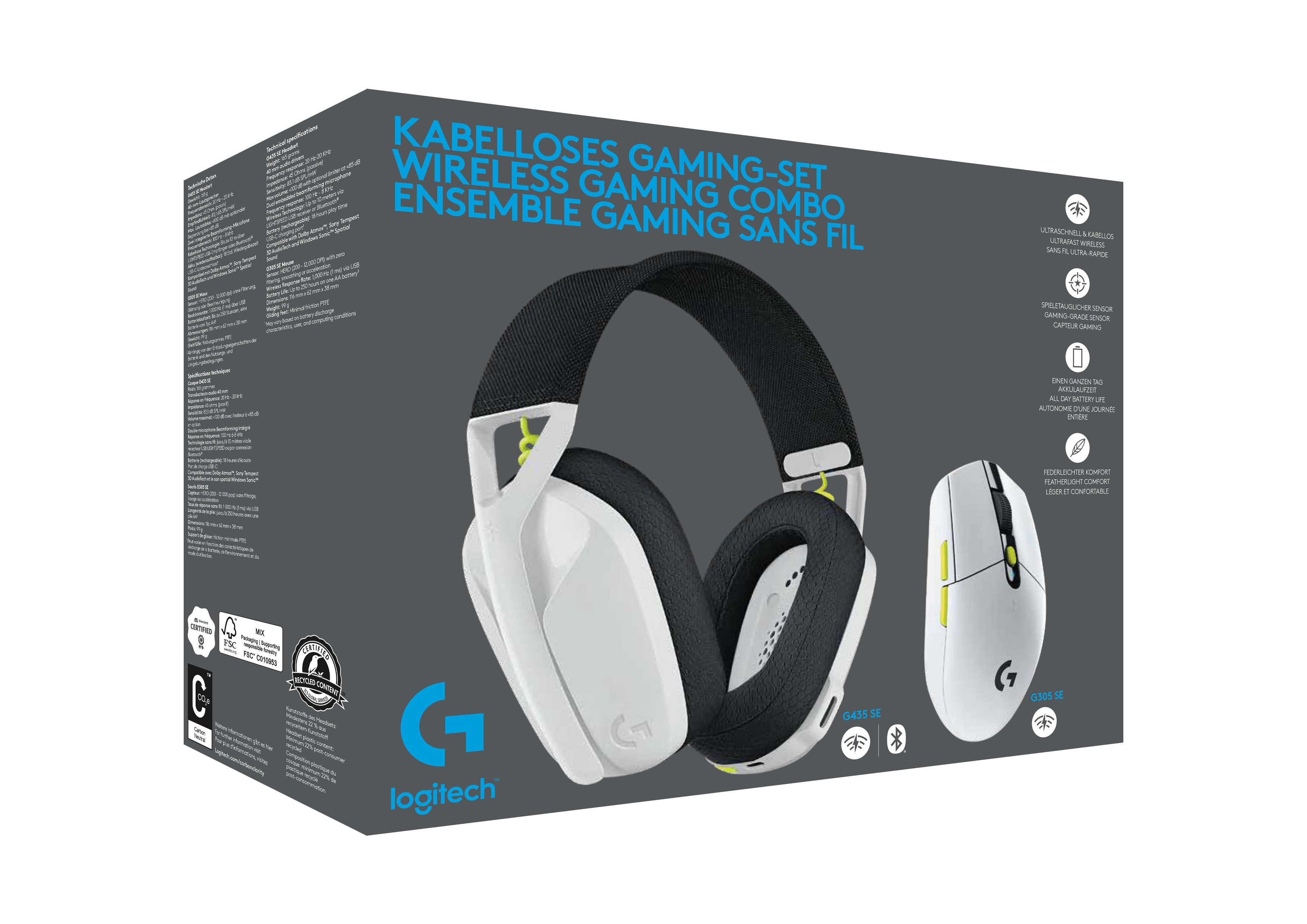 Logitech Wireless Gaming Combo - Noir + Blanc + Lime - EWR2 - flash vidéo