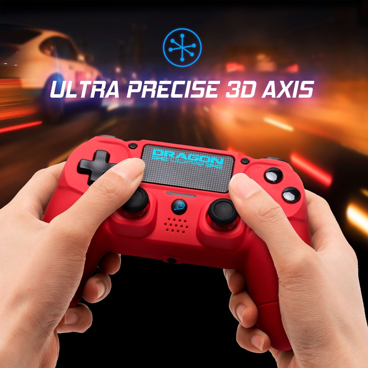 Dragonwar - Manette sans fil Dragon Shock 4 Rouge pour PS4, PC et Mobile - flash vidéo