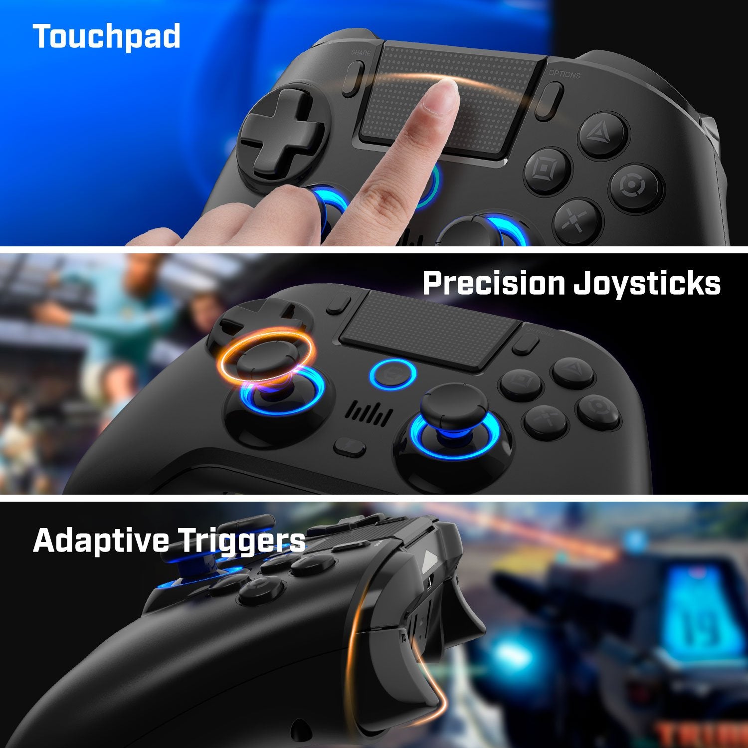 EgoGear - Manette sans fil Bluetooth SC15 Noire pour PS4, PS3 et PC - flash vidéo