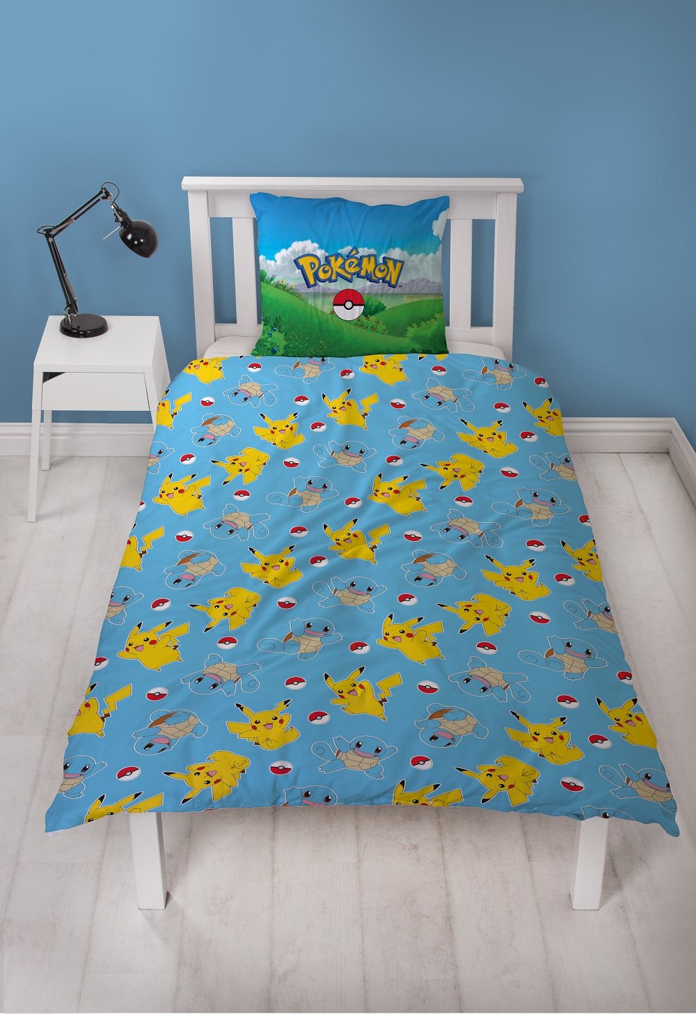 Pokémon - Parure de lit en microfibre Pikachu et ses amis (140x200cm + 63x63cm) - flash vidéo