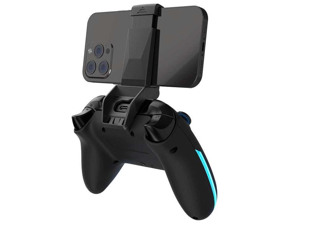 DragonShock - AURORA PLUS - Manette sans fil noire avec support téléphone pour PS3, PC, Android et IOS - flash vidéo