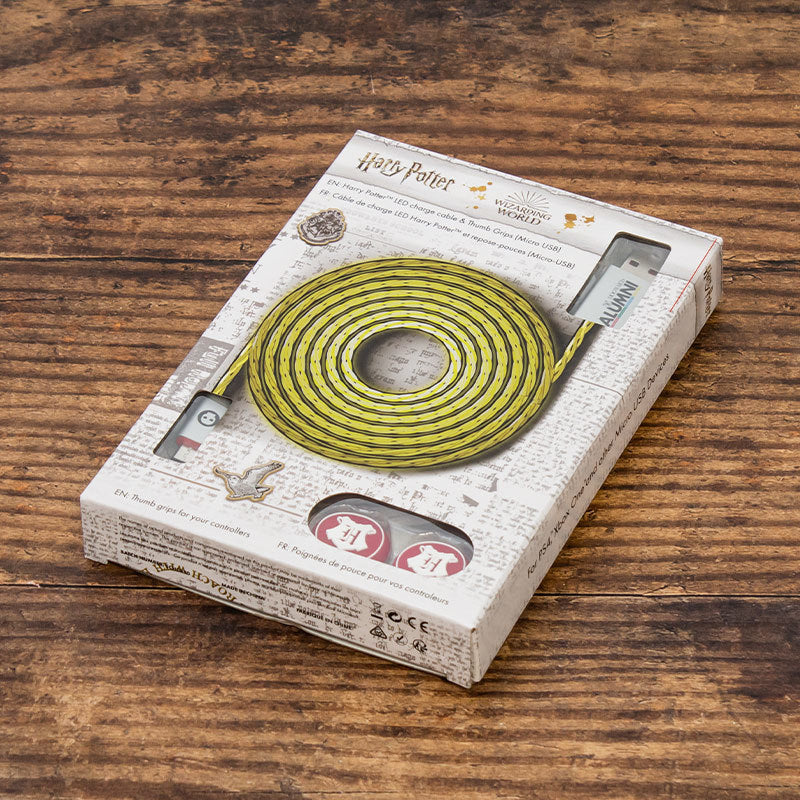 Harry Potter - Câble micro-USB LED officiel et reposes-pouce pour PS4, Xbox One et mobile - flash vidéo