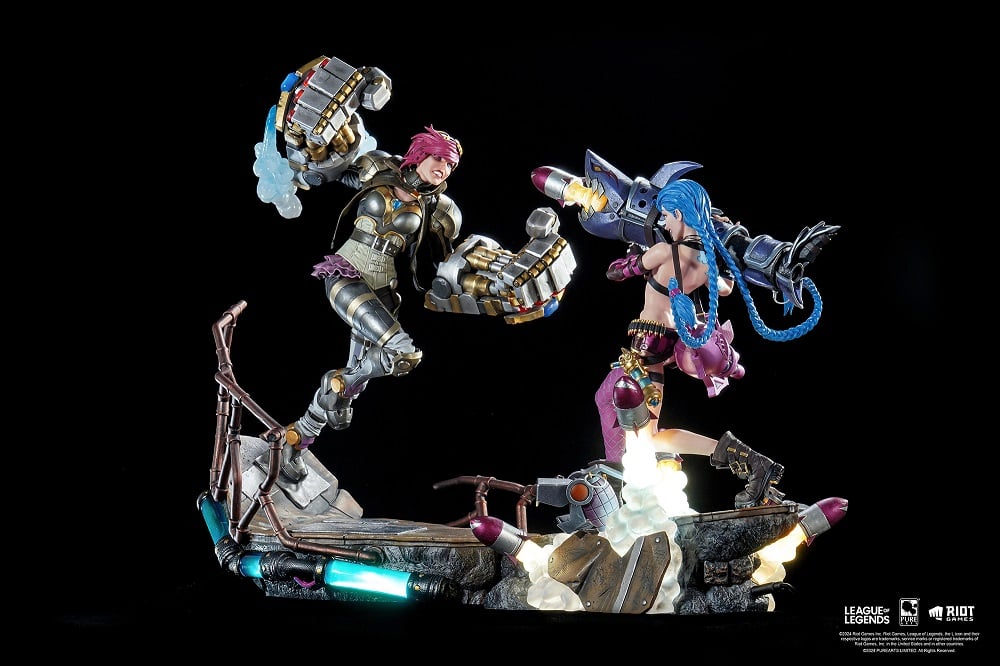 PureArts - 1:6 Scale Statues - League Of Legends - Jinx et Vi Statue 40cm - flash vidéo