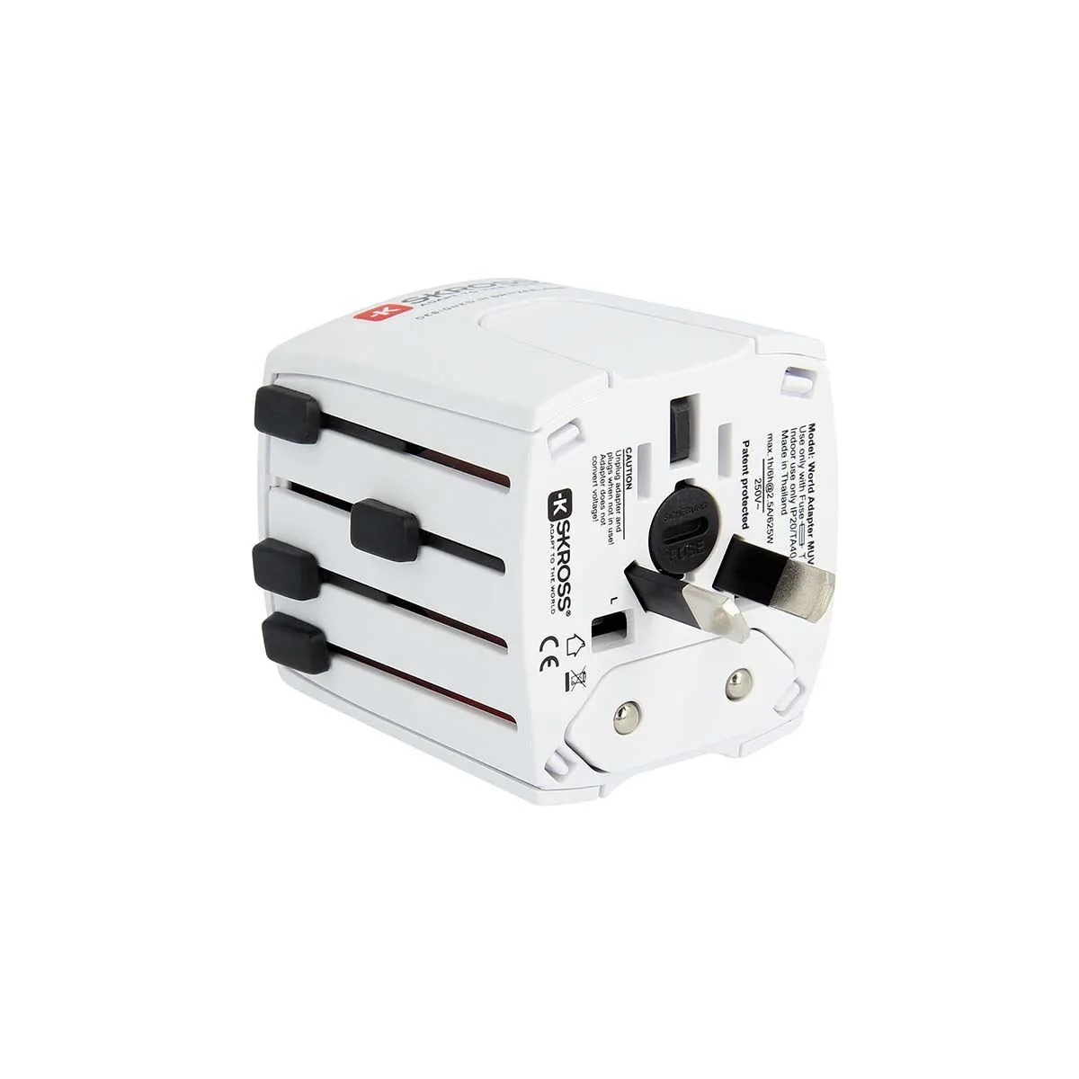 Skross - Adaptateur de voyage MUV PRO 2 pôles + 1 USB charge rapide + 1 Type-C 2500 mA Blanc - flash vidéo