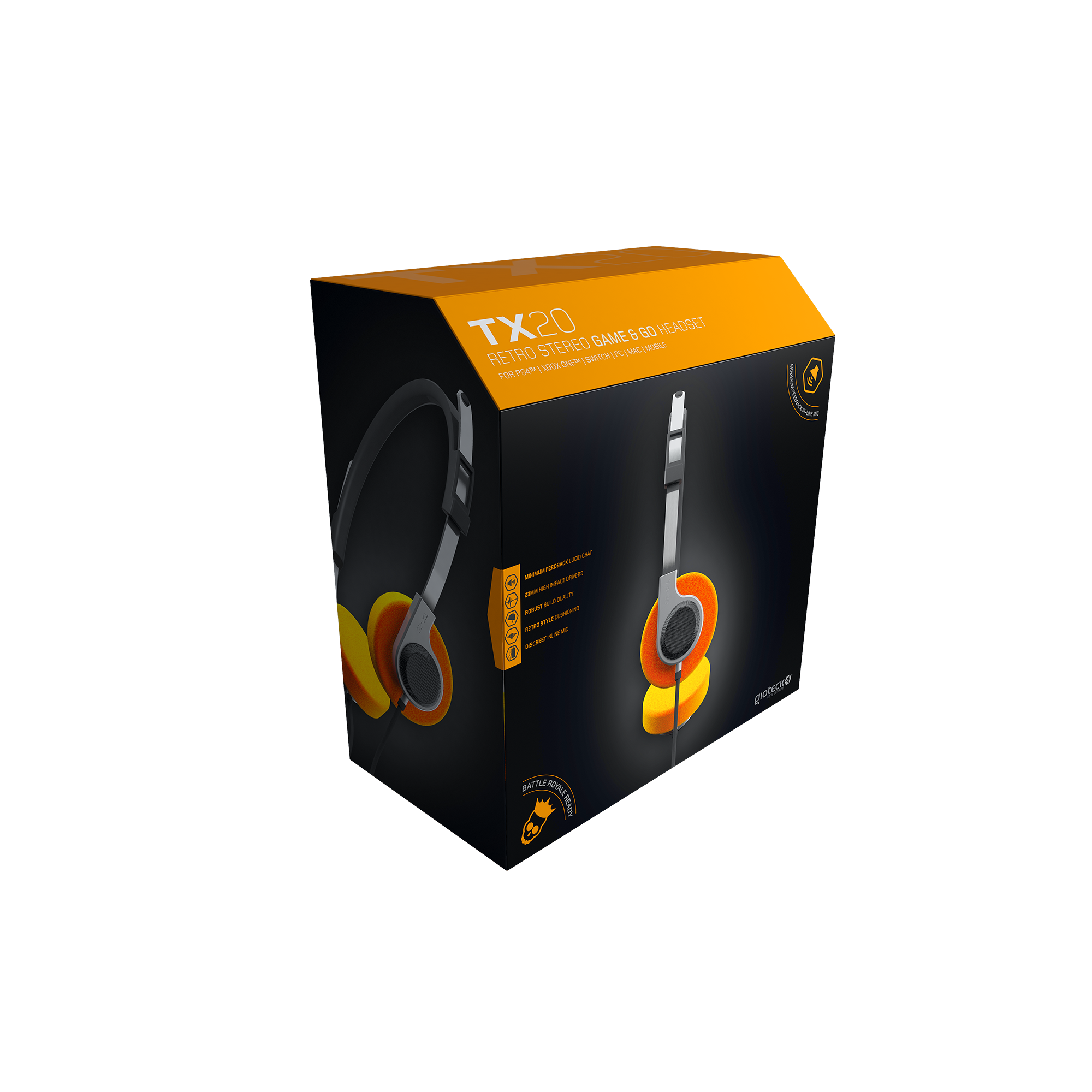 Gioteck - Casque stéréo Game & Go de style rétro TX20 pour PS5, PS4, Xbox Series, Xbox One, Switch, PC, Mac et Mobile - flash vidéo