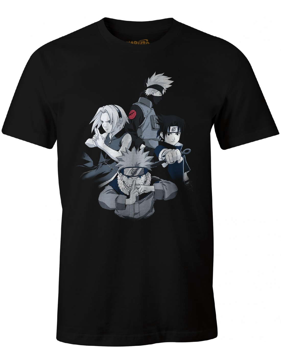Naruto - T-shirt Noir Équipe - S - flash vidéo