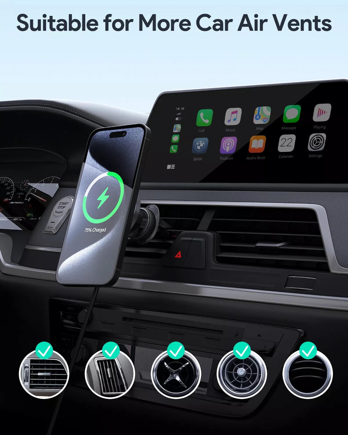 Aukey - Chargeur magnétique 15W sans fil MagFusion Dash Support de téléphone Qi2 - flash vidéo