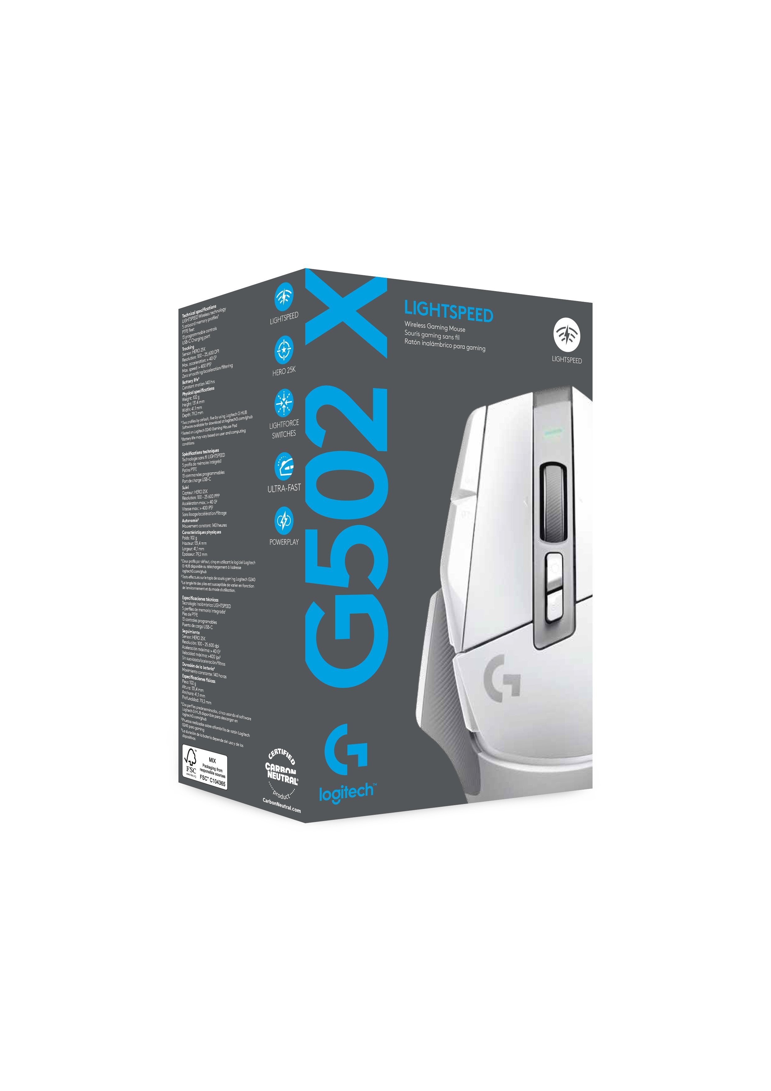 Logitech Souris de jeu sans fil G502 X Lightspeed Blanche pour PC (Windows/MacOS) - flash vidéo