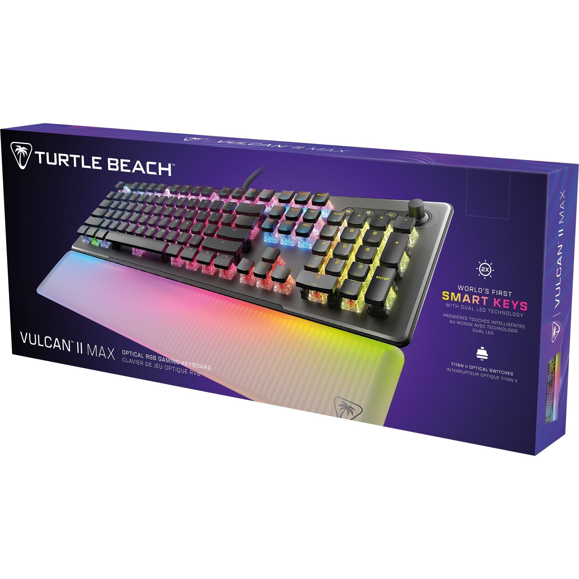 Turtle Beach - Clavier de jeu optique mécanique RGB Filaire Vulcan II Max Noir - Disposition Qwerty US - flash vidéo